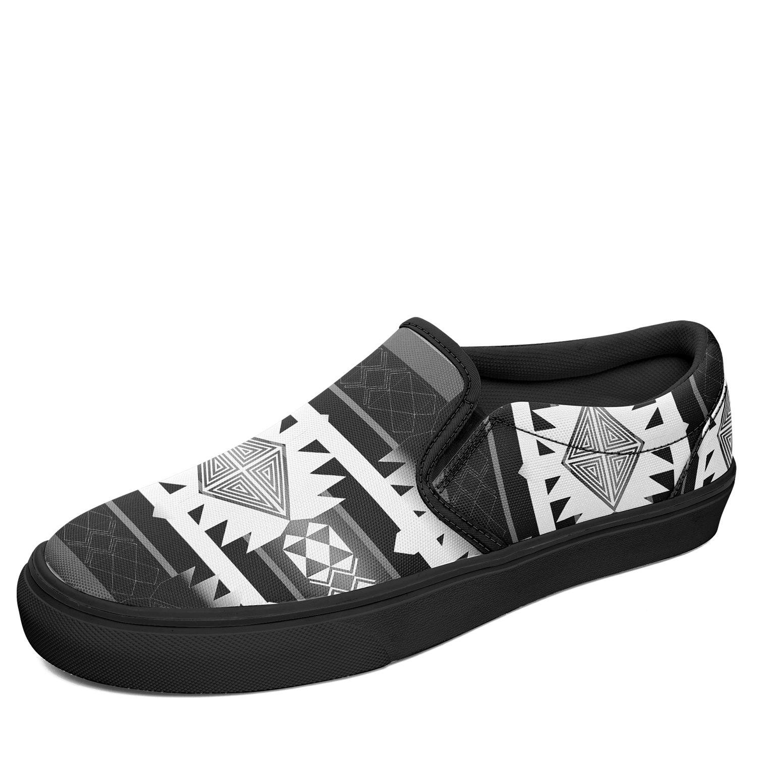 Okotoks Black and White Otoyimm Canvas Slip On Shoes 49 Dzine