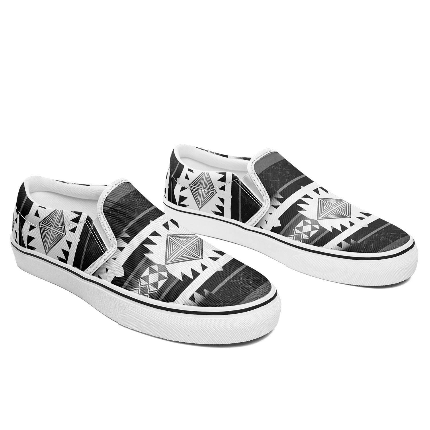 Okotoks Black and White Otoyimm Canvas Slip On Shoes 49 Dzine