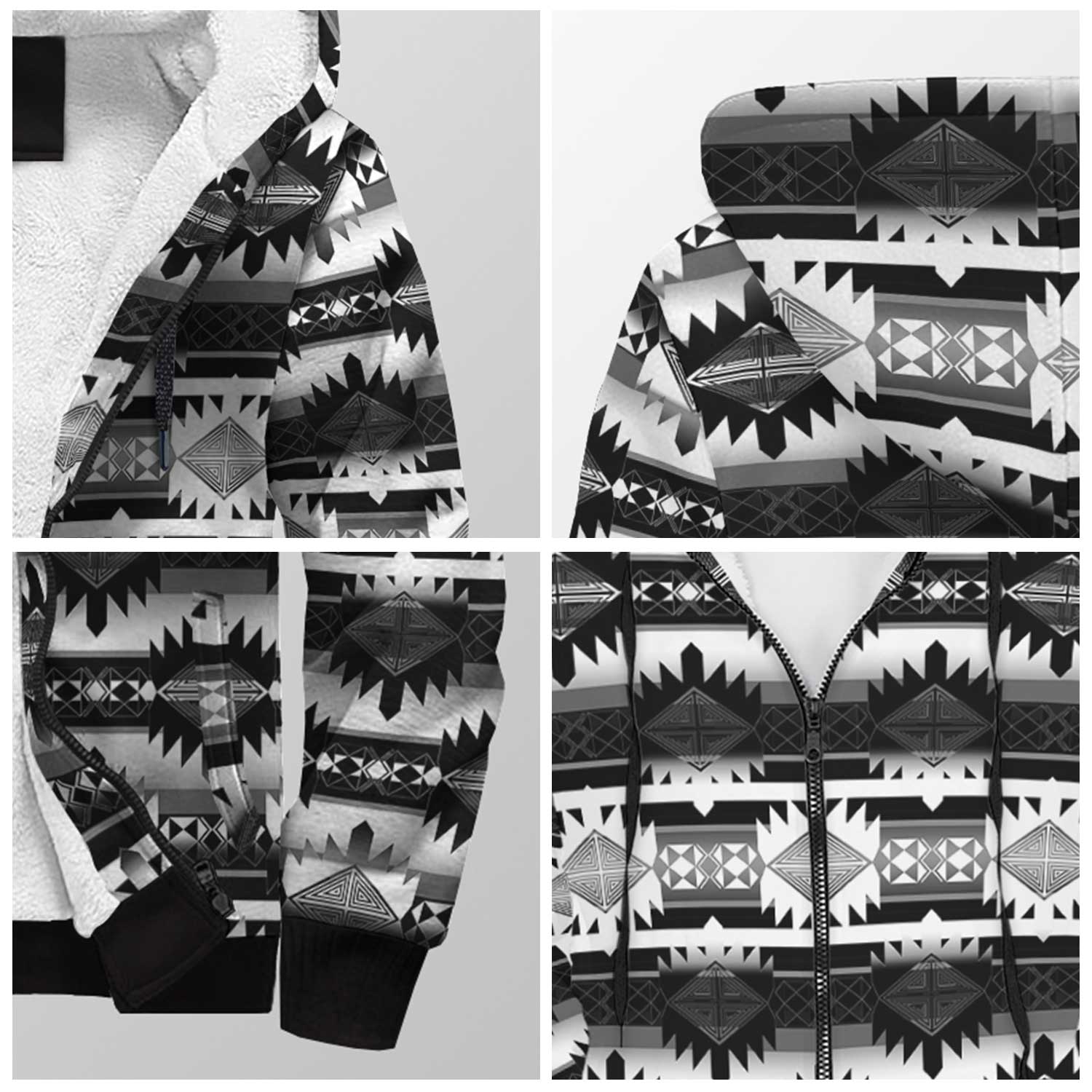 Okotoks Black and White Sherpa Hoodie 49 Dzine
