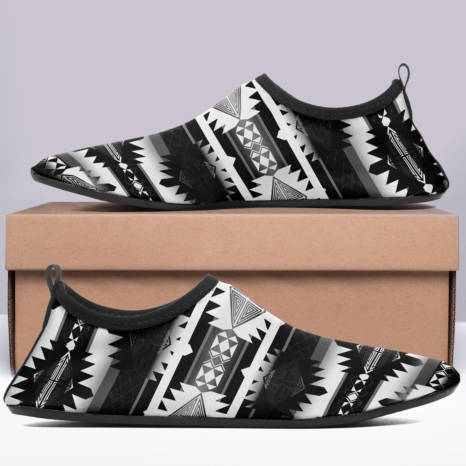 Okotoks Black and White Sockamoccs Slip On Shoes 49 Dzine