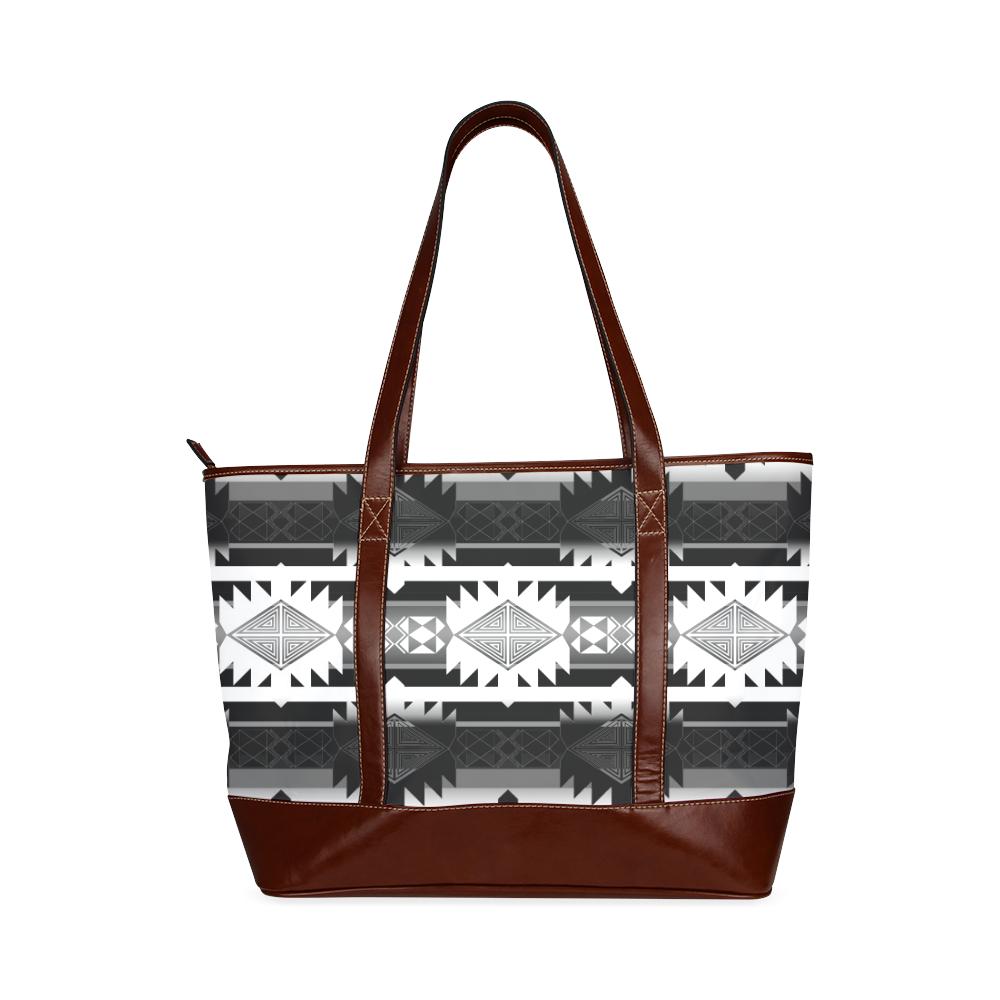 Okotoks Black and White Tote Handbag (Model 1642) Tote Handbags (1642) e-joyer