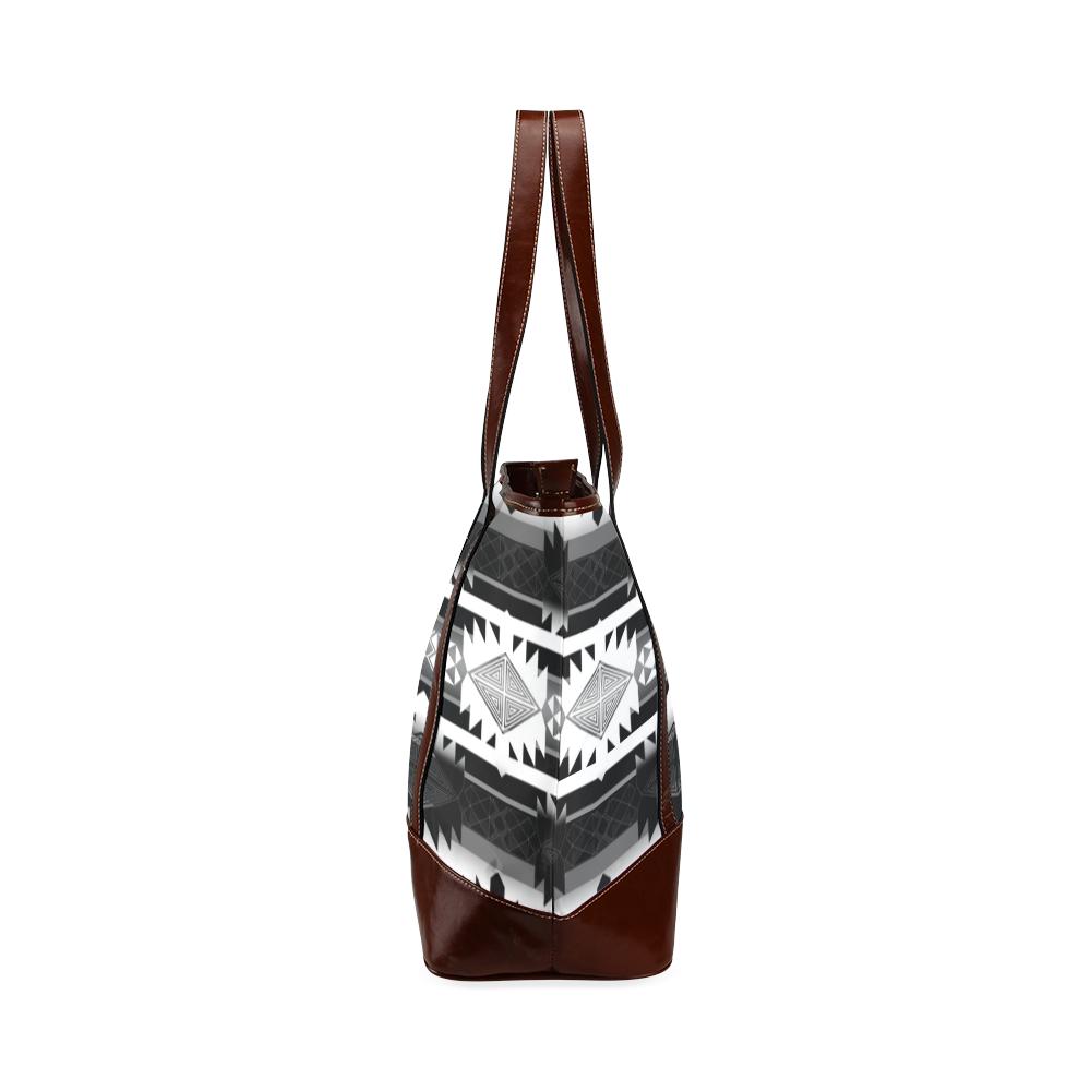 Okotoks Black and White Tote Handbag (Model 1642) Tote Handbags (1642) e-joyer