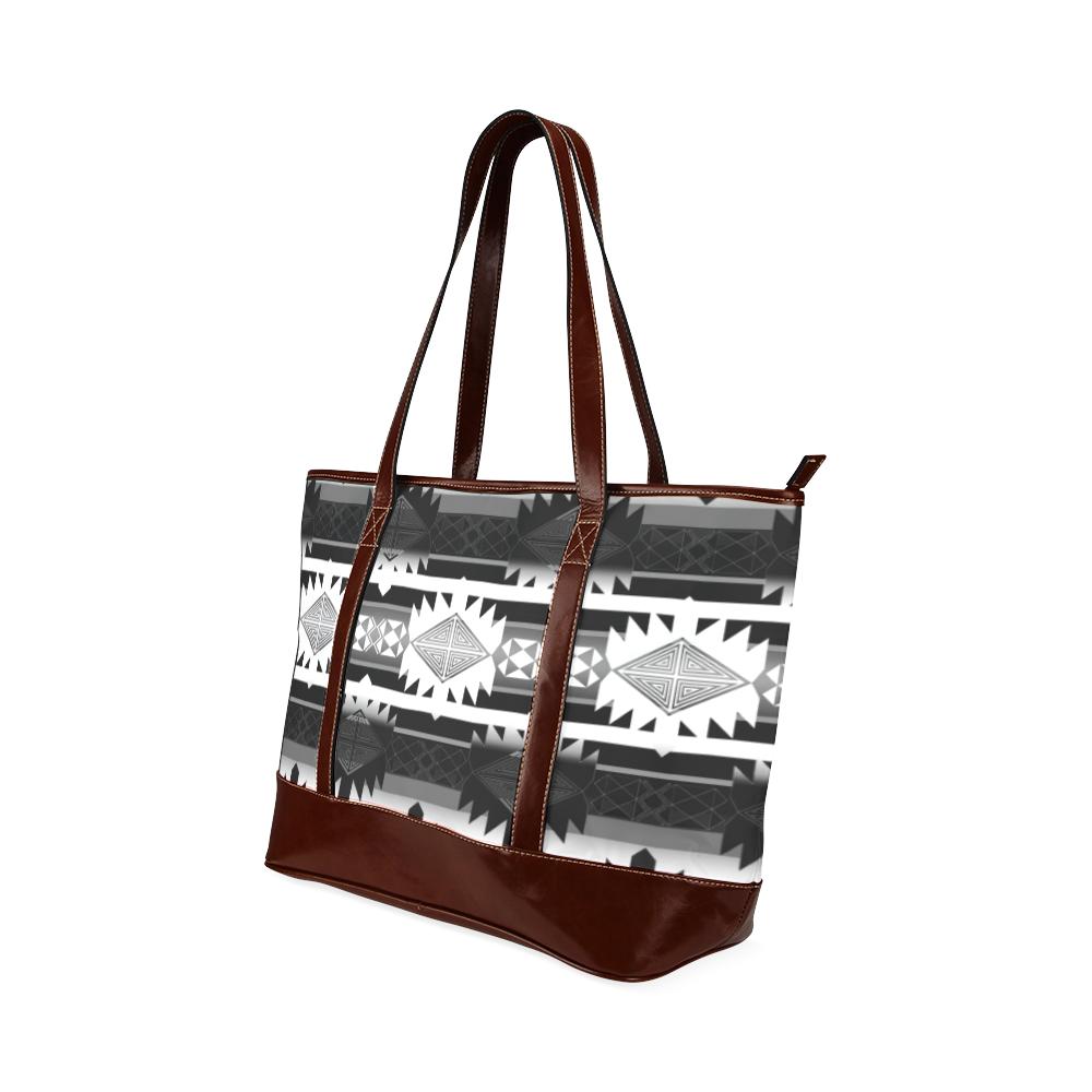 Okotoks Black and White Tote Handbag (Model 1642) Tote Handbags (1642) e-joyer
