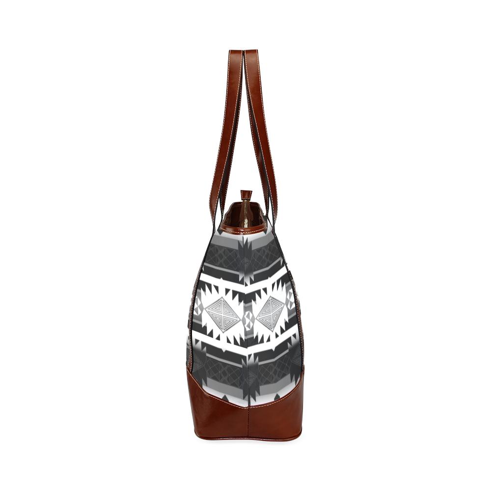 Okotoks Black and White Tote Handbag (Model 1642) Tote Handbags (1642) e-joyer
