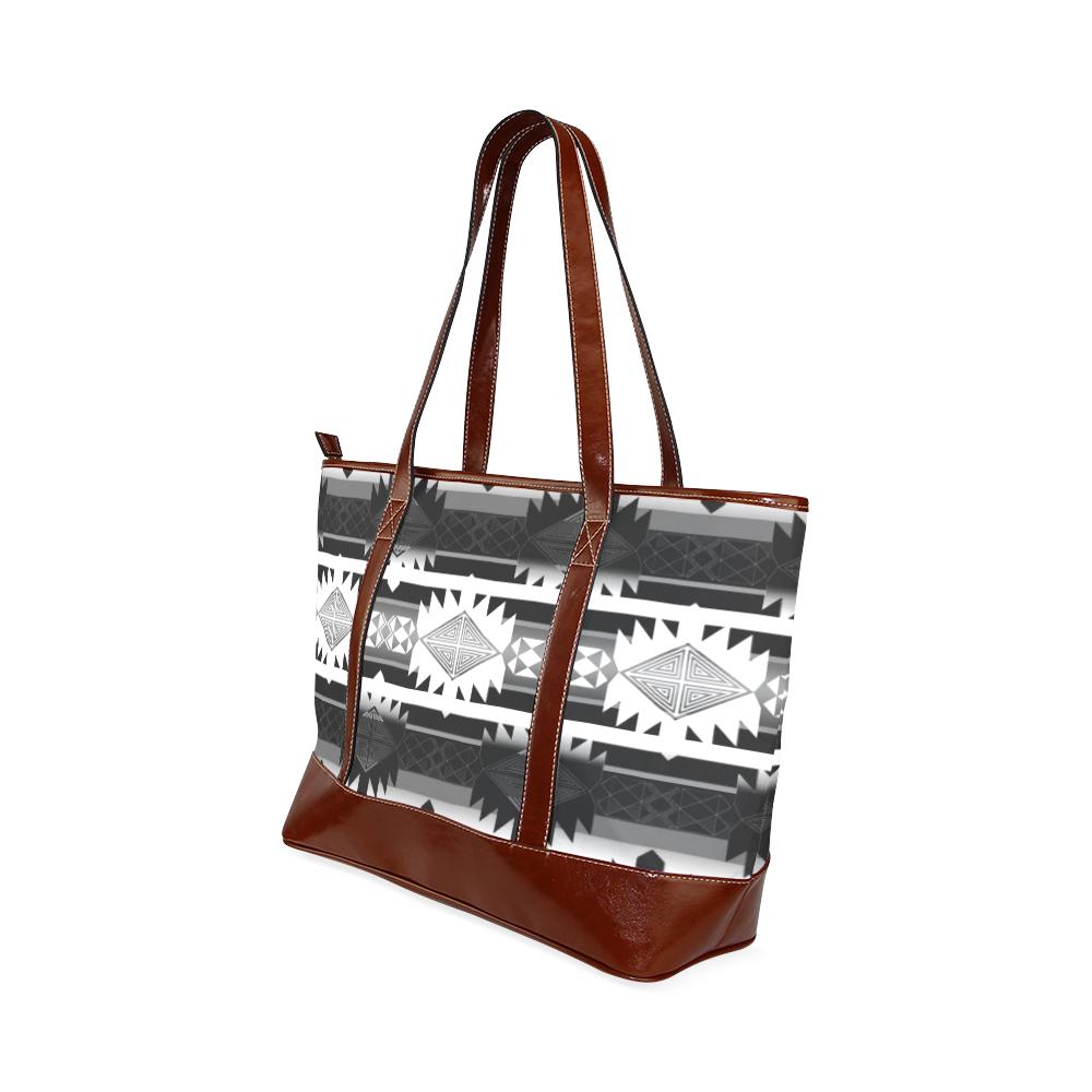 Okotoks Black and White Tote Handbag (Model 1642) Tote Handbags (1642) e-joyer