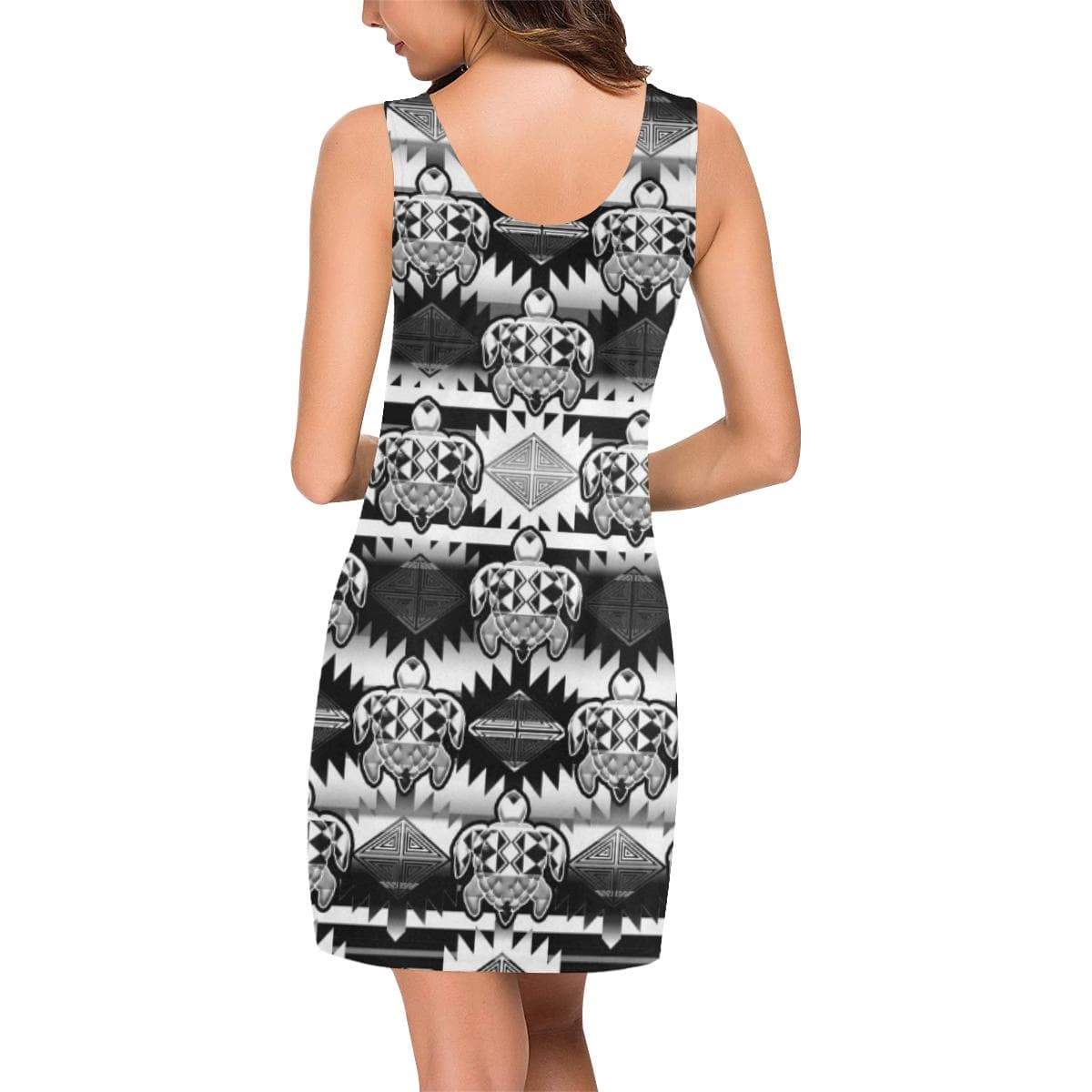Okotoks Black and White Turtles IkstsÃmiwa Vest Dress (Model D06) Medea Vest Dress (D06) e-joyer