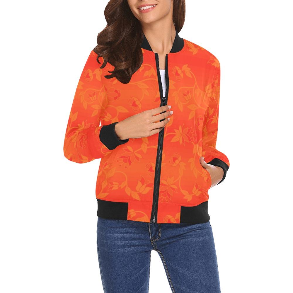 Orange Days Orange A feather for each All Over Print Bomber Jacket for Women (Model H19) All Over Print Bomber Jacket for Women (H19) e-joyer