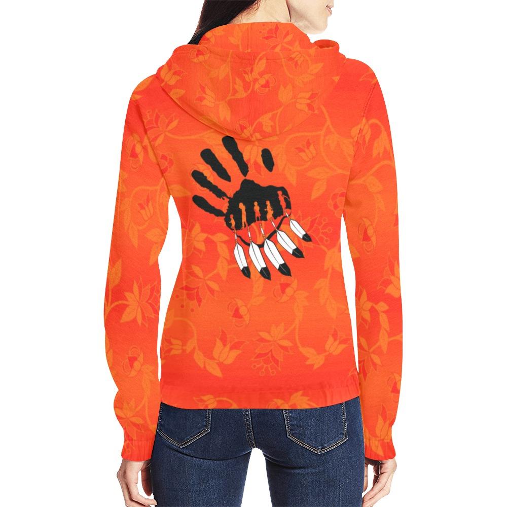 Orange Days Orange A feather for each All Over Print Full Zip Hoodie for Women (Model H14) All Over Print Full Zip Hoodie for Women (H14) e-joyer