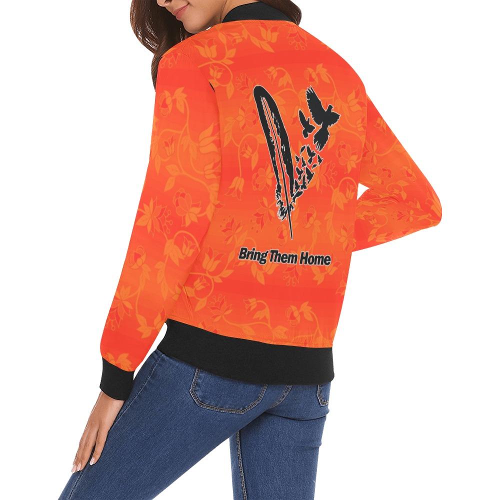 Orange Days Orange Bring Them Home All Over Print Bomber Jacket for Women (Model H19) All Over Print Bomber Jacket for Women (H19) e-joyer