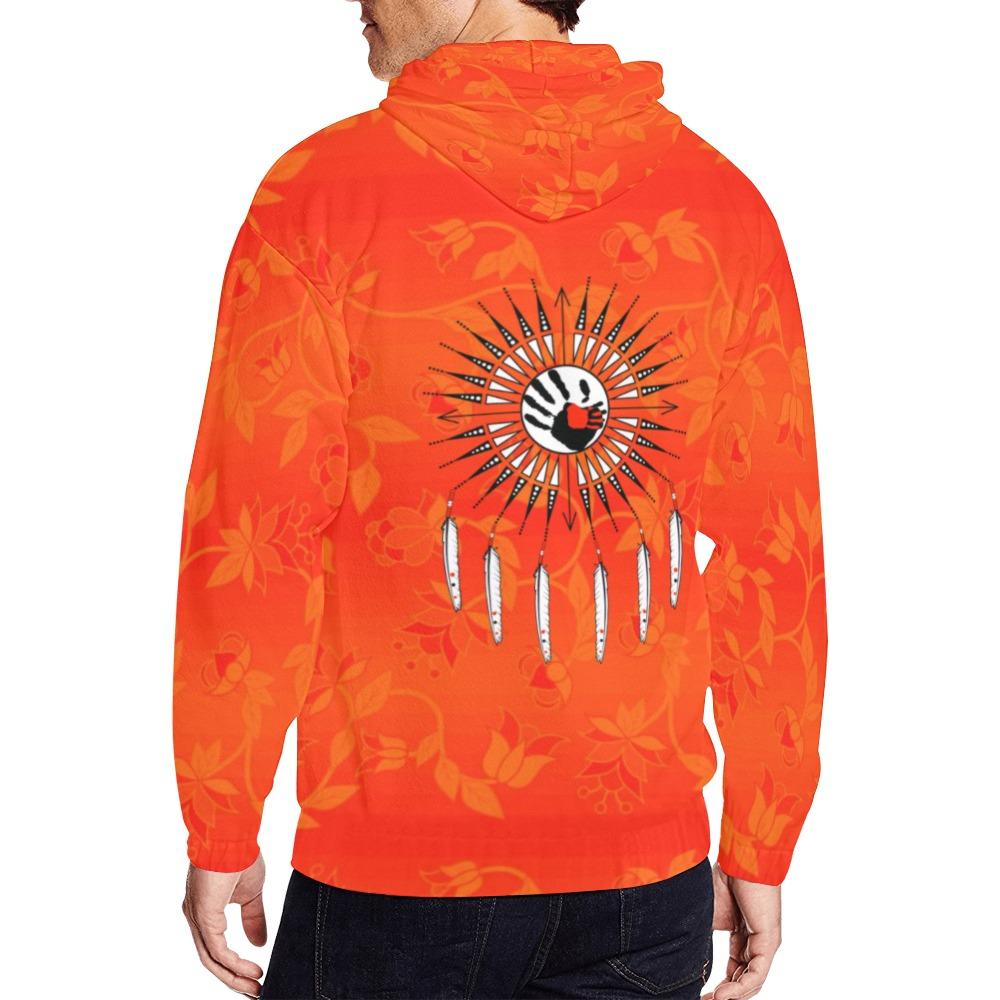 Orange Days Orange Feather Directions All Over Print Full Zip Hoodie for Men (Model H14) All Over Print Full Zip Hoodie for Men (H14) e-joyer