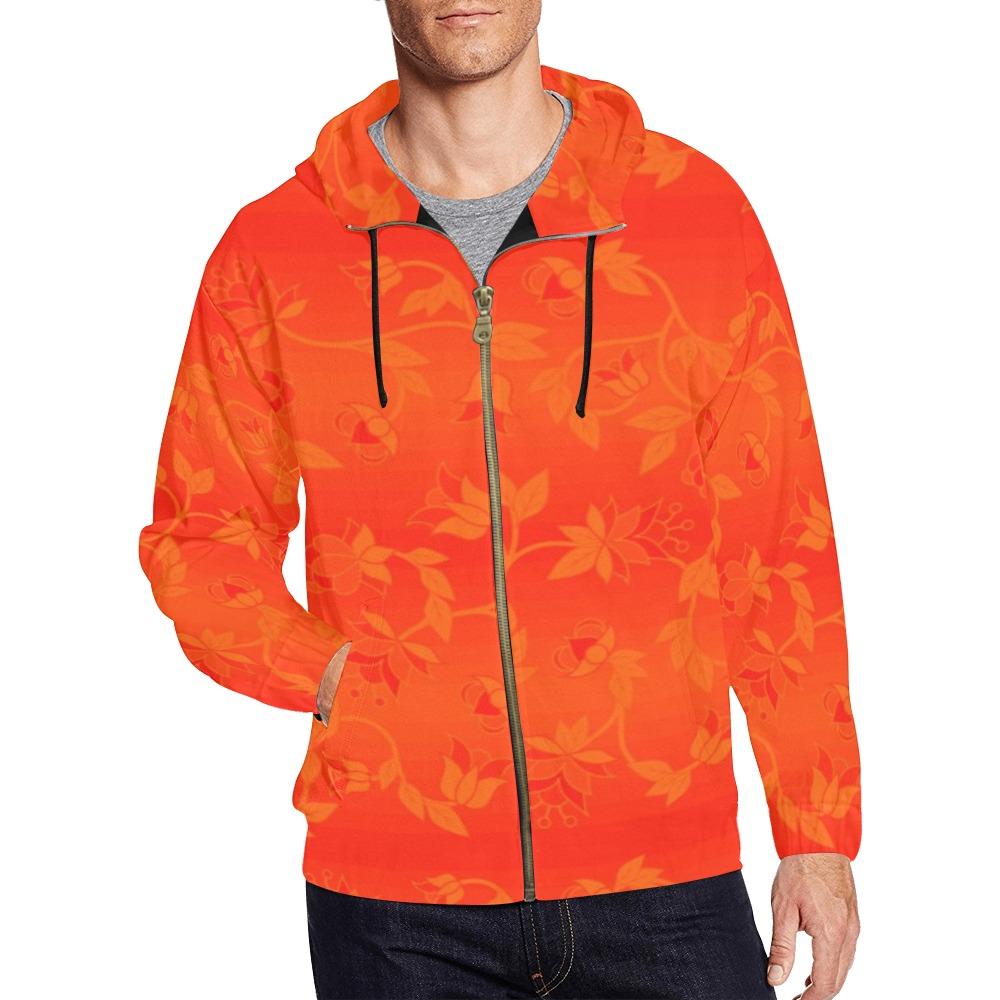 Orange Days Orange Feather Directions All Over Print Full Zip Hoodie for Men (Model H14) All Over Print Full Zip Hoodie for Men (H14) e-joyer