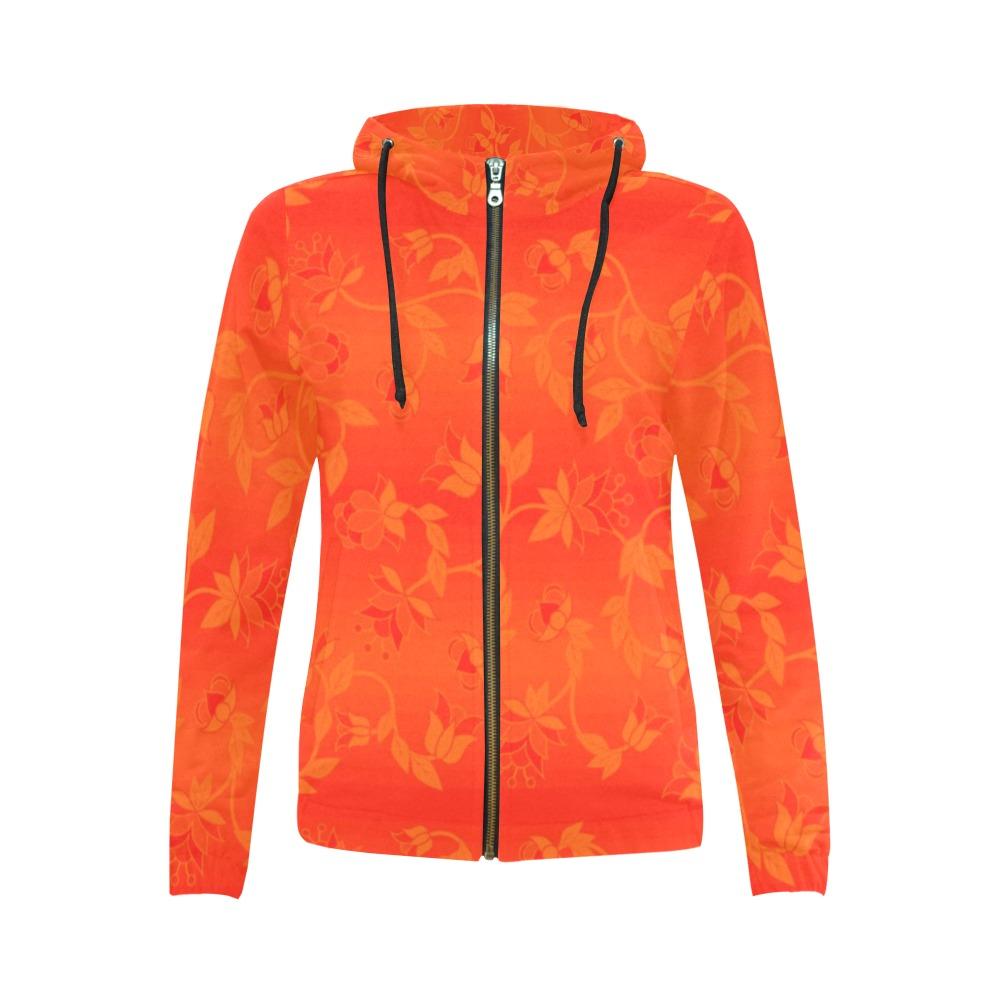 Orange Days Orange Feather Directions All Over Print Full Zip Hoodie for Women (Model H14) All Over Print Full Zip Hoodie for Women (H14) e-joyer