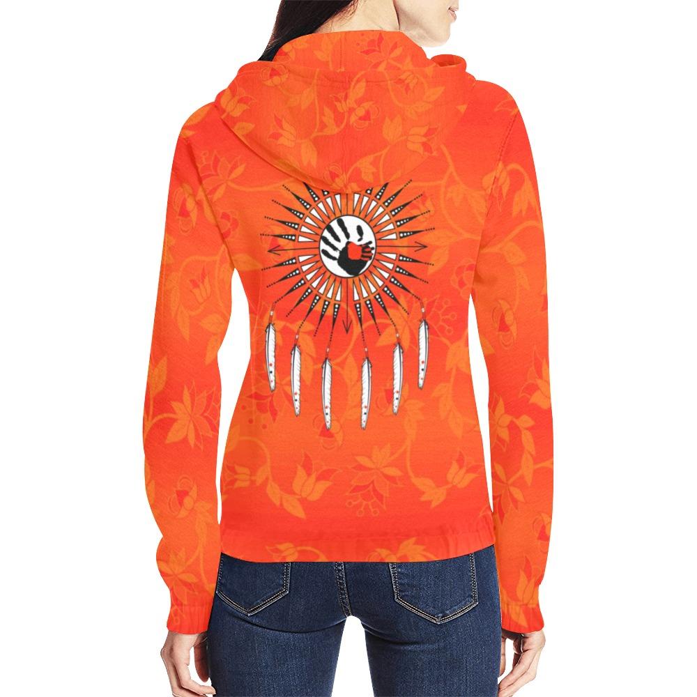 Orange Days Orange Feather Directions All Over Print Full Zip Hoodie for Women (Model H14) All Over Print Full Zip Hoodie for Women (H14) e-joyer