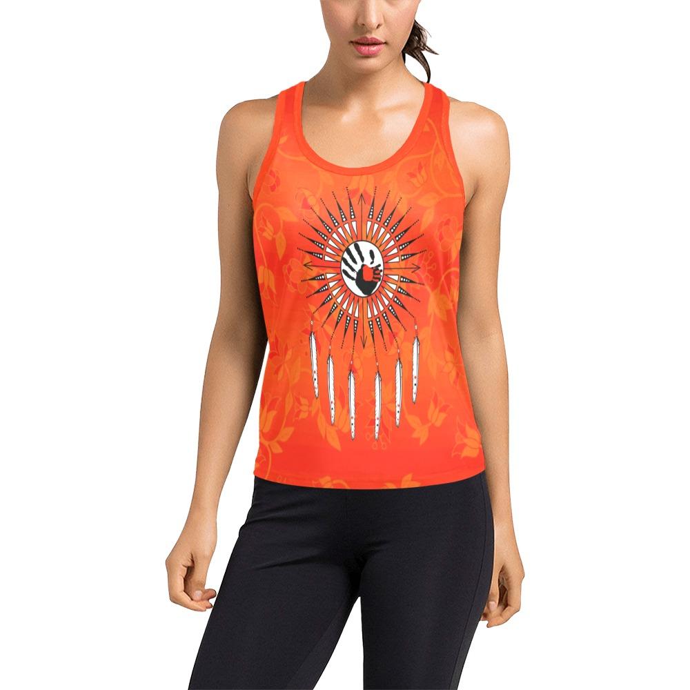 Orange Days Orange Feather Directions Women's Racerback Tank Top (Model T60) Racerback Tank Top (T60) e-joyer