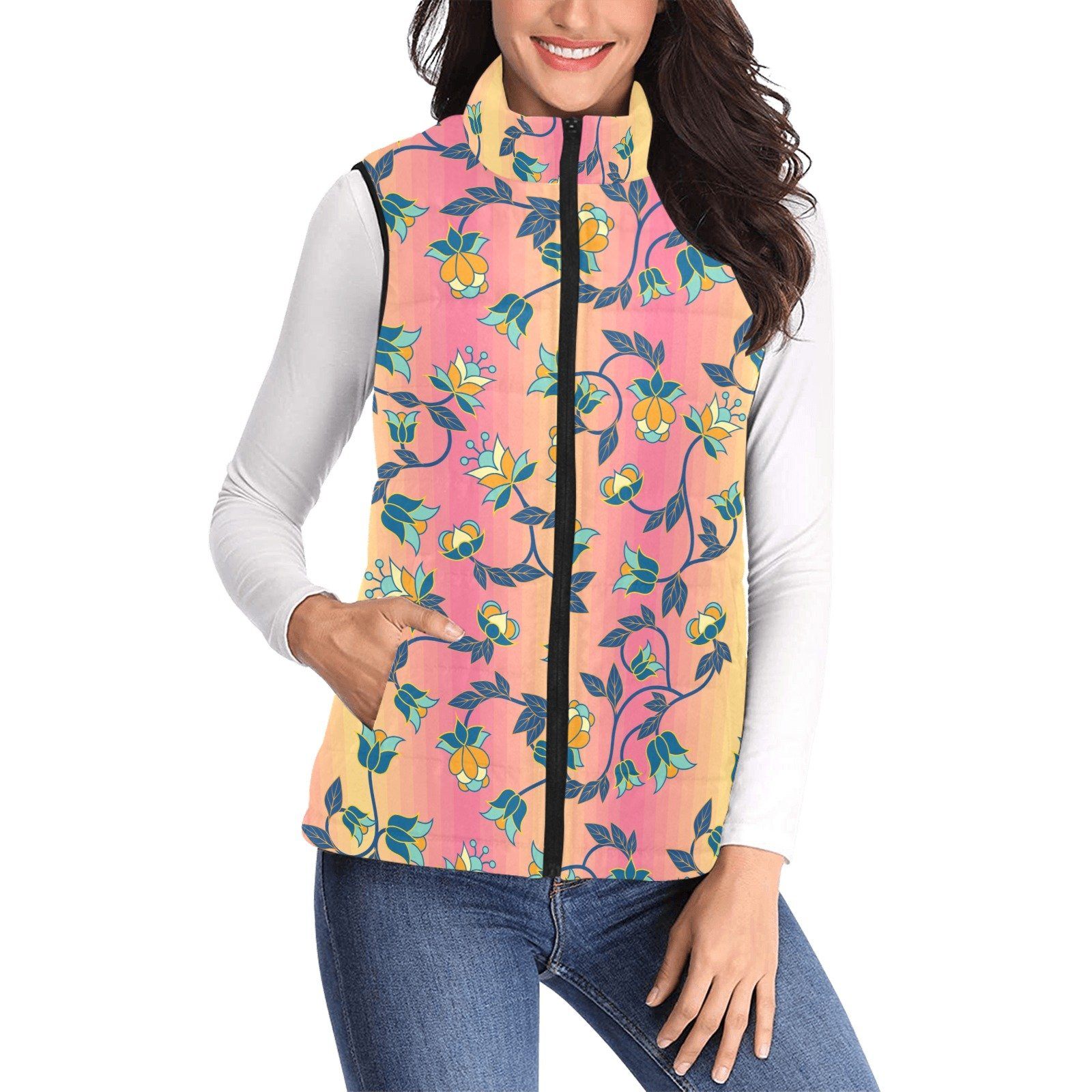Orange Days Women's Padded Vest Jacket (Model H44) Women's Padded Vest Jacket (H44) e-joyer