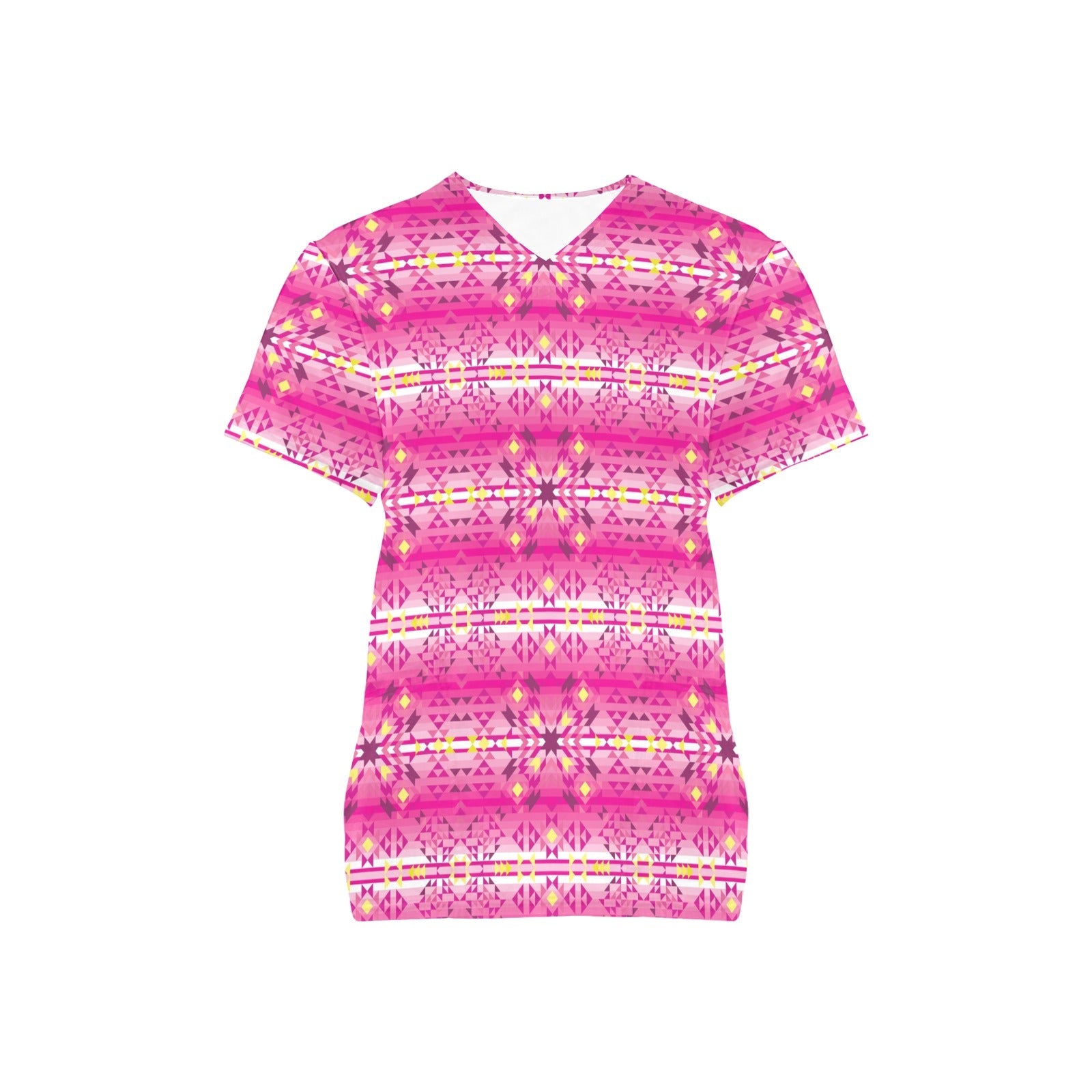 Pink Star All Over Print Scrub Top Scrub Top e-joyer