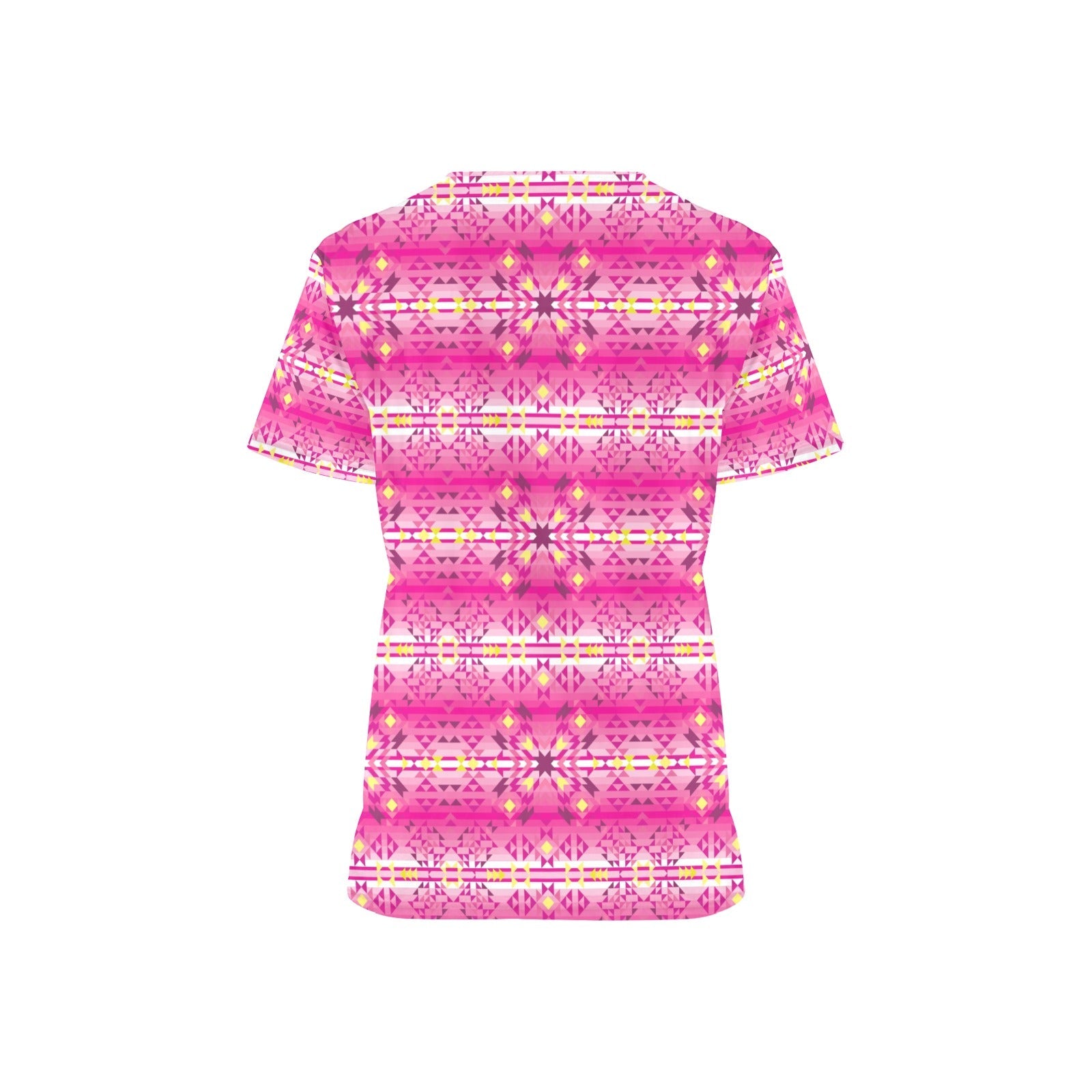 Pink Star All Over Print Scrub Top Scrub Top e-joyer