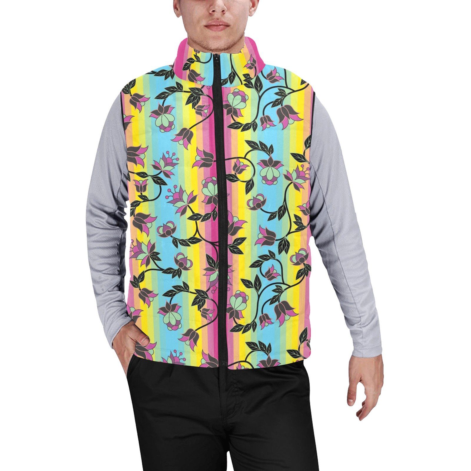 Powwow Carnival Men's Padded Vest Jacket (Model H44) Men's Padded Vest Jacket (H44) e-joyer