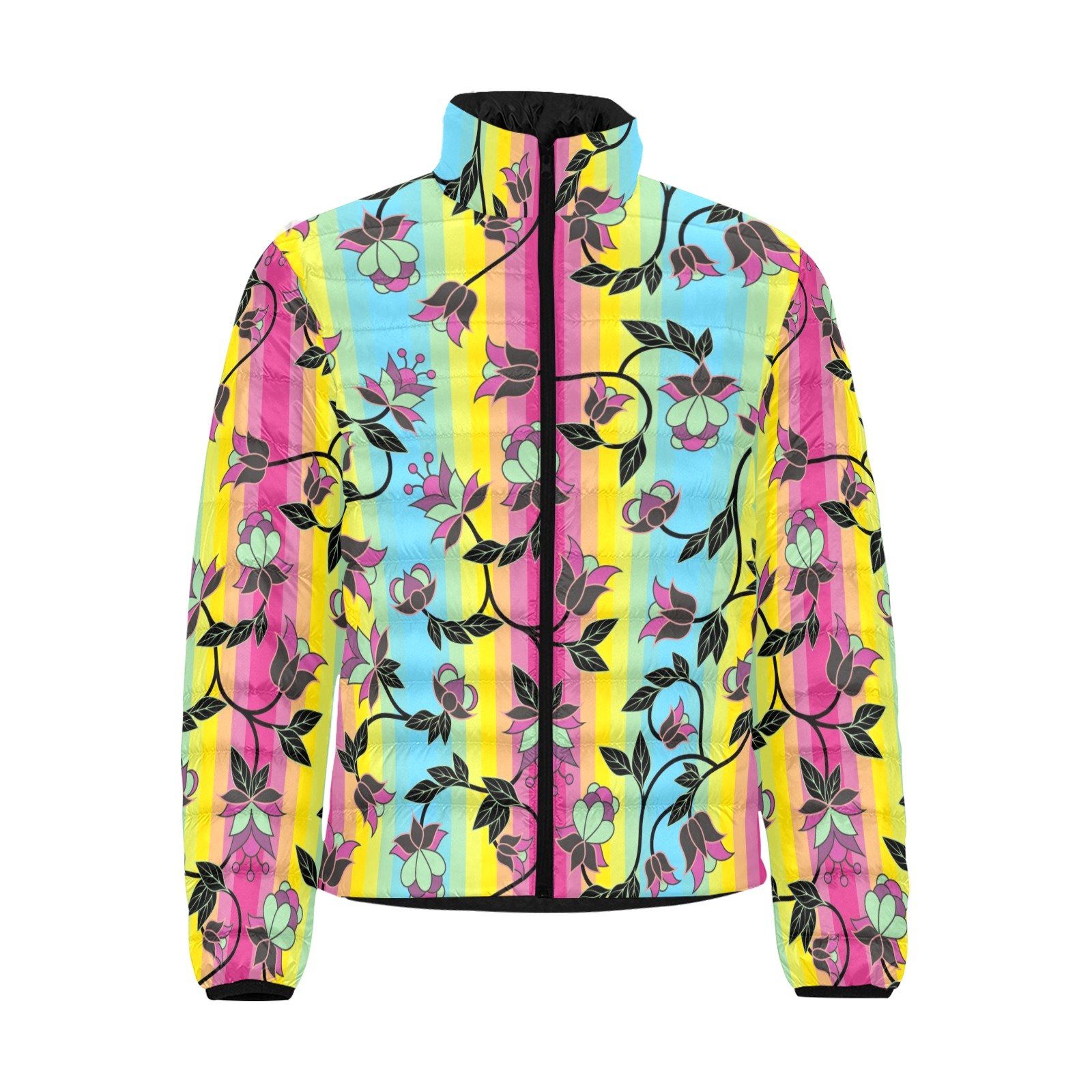 Powwow Carnival Unisex Stand Collar Padded Jacket Men's Stand Collar Padded Jacket (H41) e-joyer