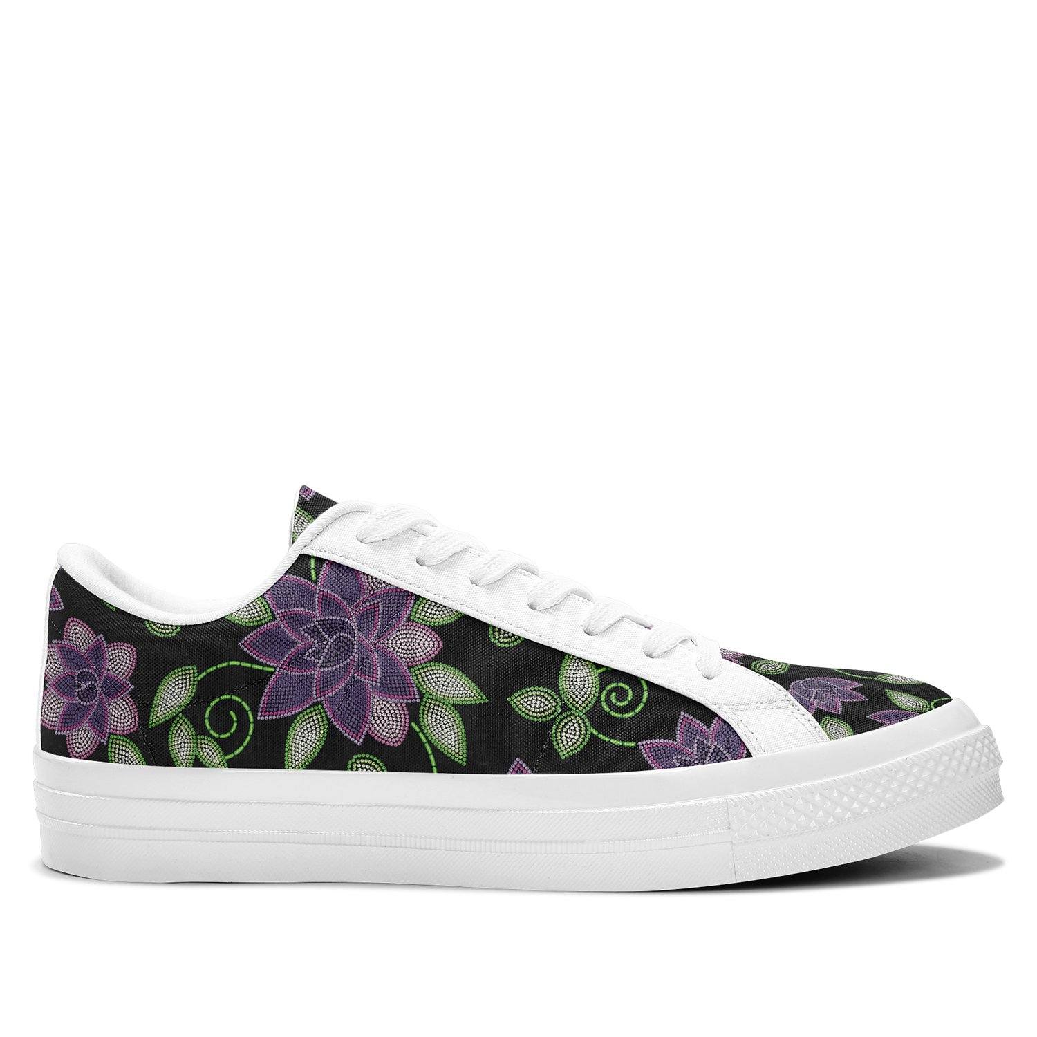 Purple Beaded Rose Aapisi Low Top Canvas Shoes White Sole aapisi Herman