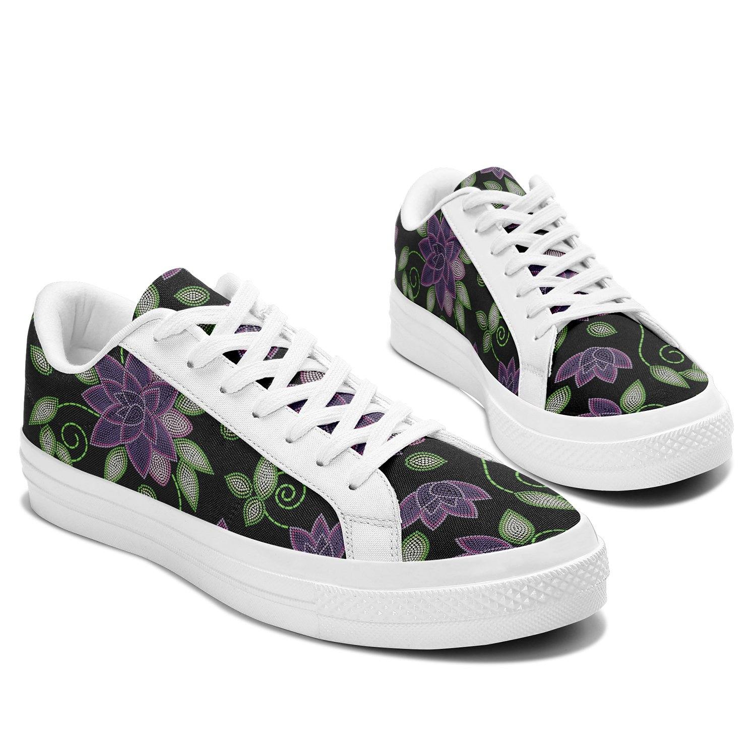 Purple Beaded Rose Aapisi Low Top Canvas Shoes White Sole aapisi Herman