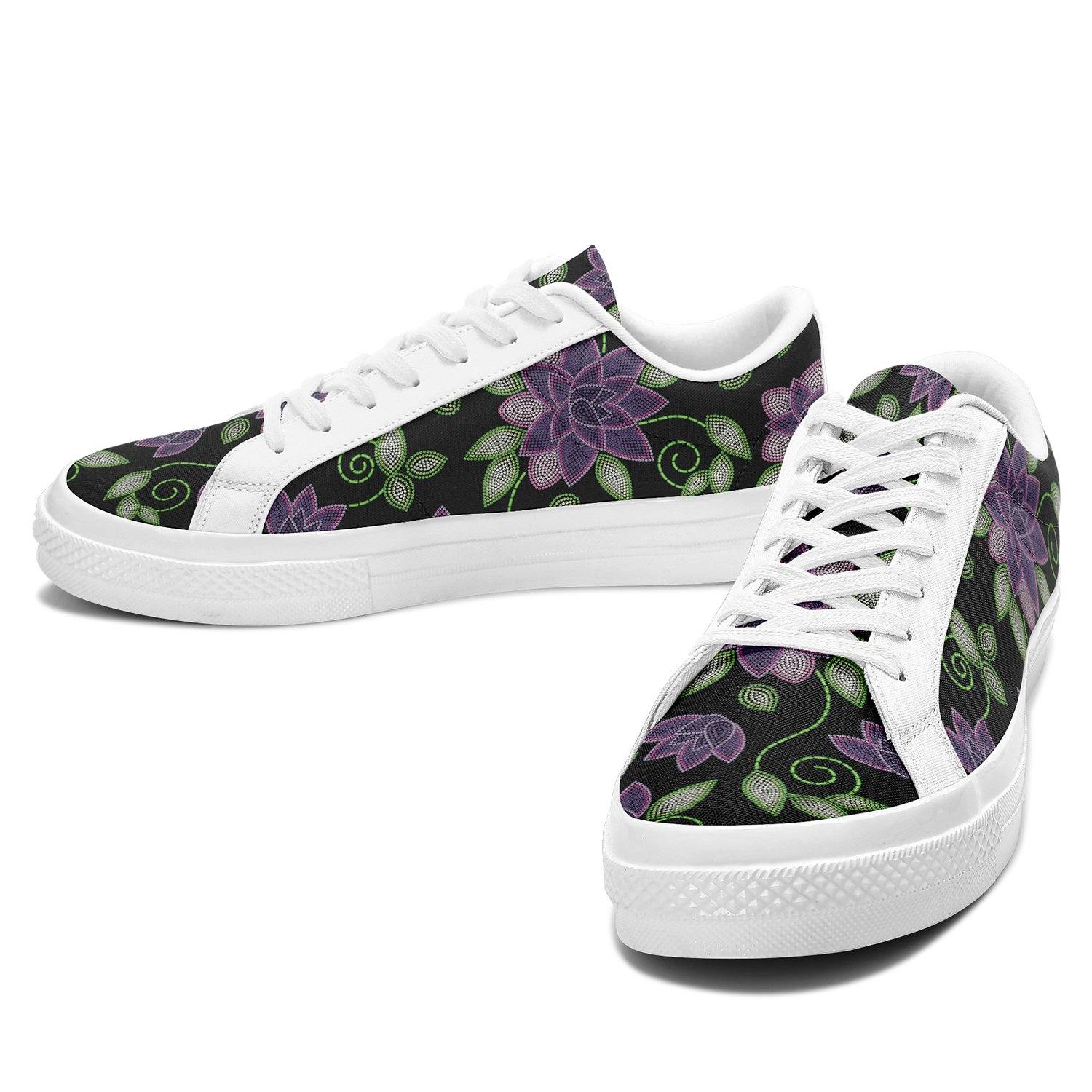 Purple Beaded Rose Aapisi Low Top Canvas Shoes White Sole aapisi Herman