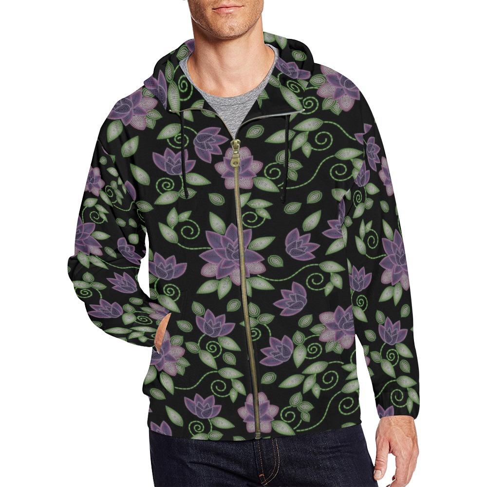 Purple Beaded Rose All Over Print Full Zip Hoodie for Men (Model H14) All Over Print Full Zip Hoodie for Men (H14) e-joyer