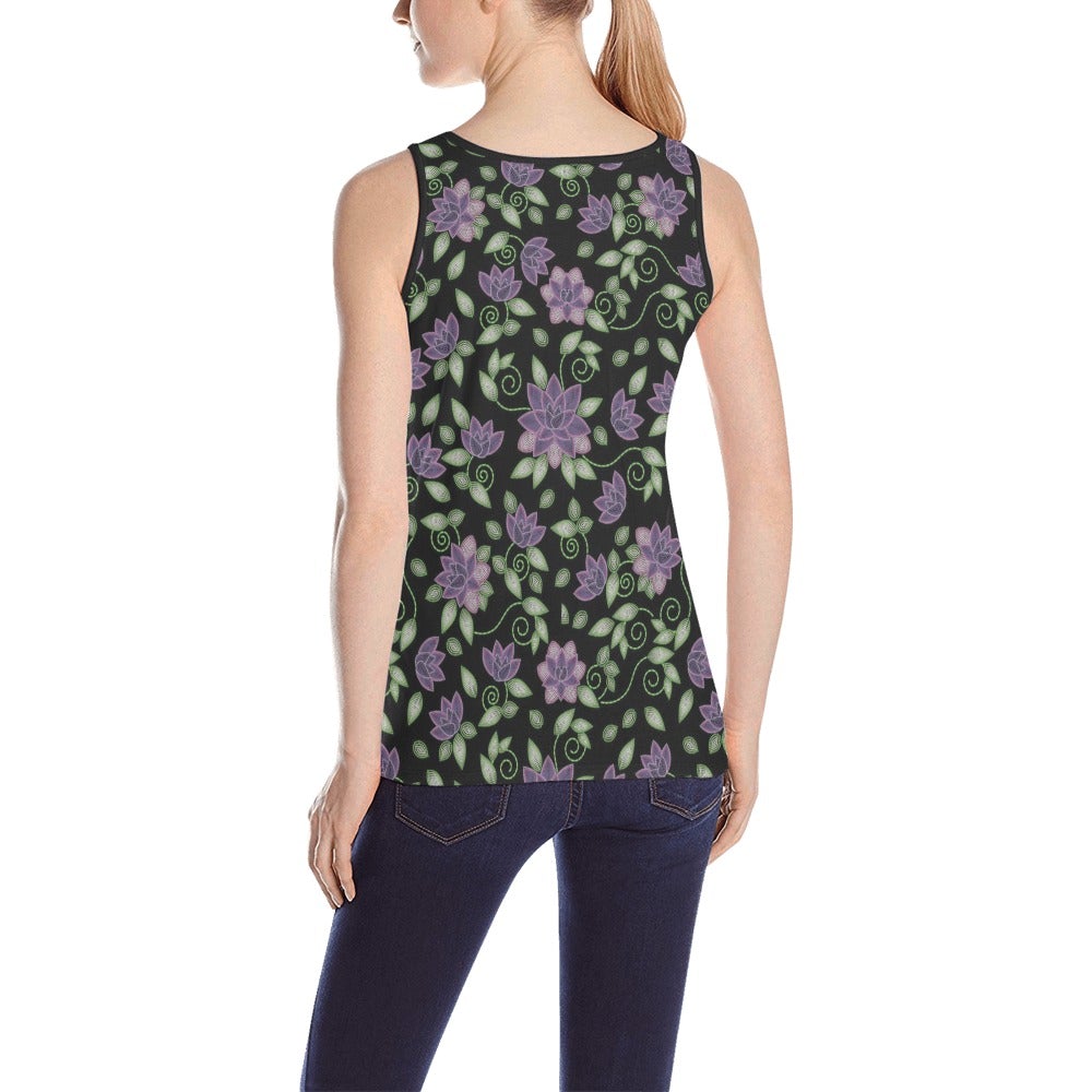 Purple Beaded Rose All Over Print Tank Top for Women (Model T43) All Over Print Tank Top for Women (T43) e-joyer