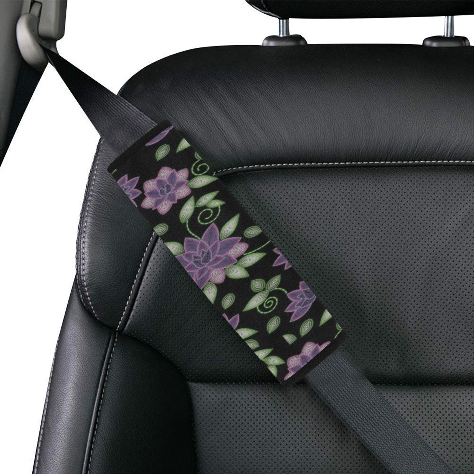 Purple Beaded Rose Car Seat Belt Cover 7''x12.6'' (Pack of 2) Car Seat Belt Cover 7x12.6 (Pack of 2) e-joyer