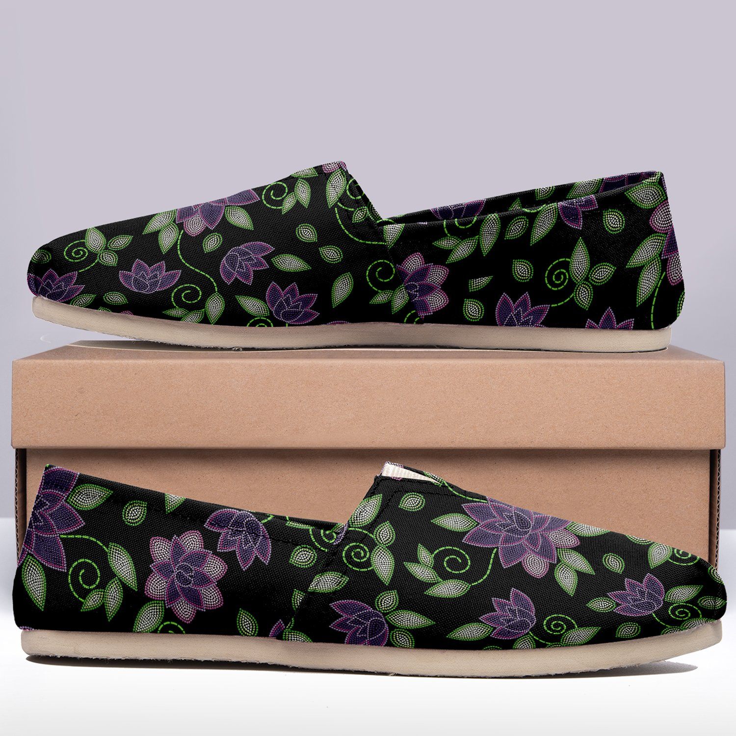 Purple Beaded Rose Casual Unisex Slip On Shoe Herman
