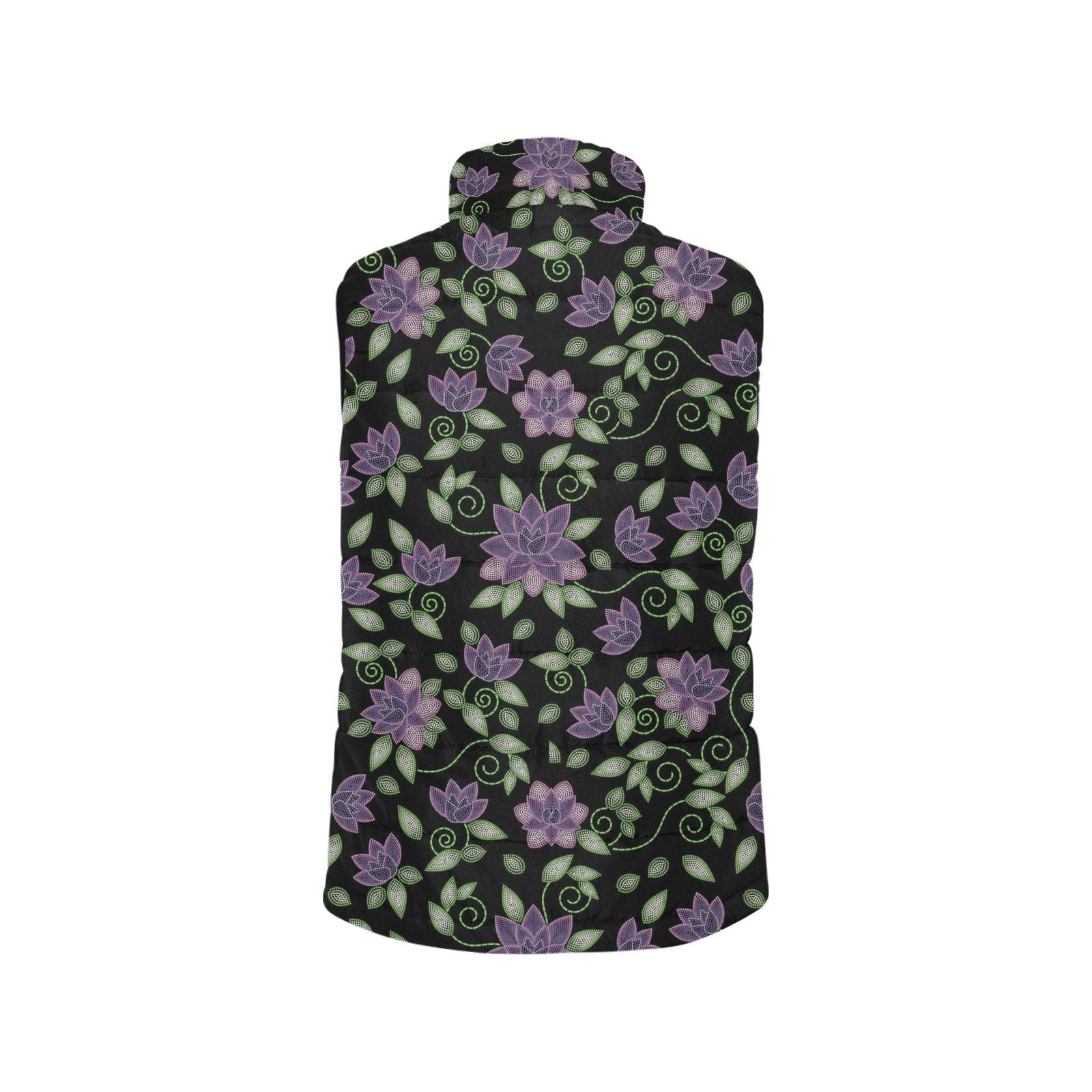 Purple Beaded Rose Men's Padded Vest Jacket (Model H44) Men's Padded Vest Jacket (H44) e-joyer