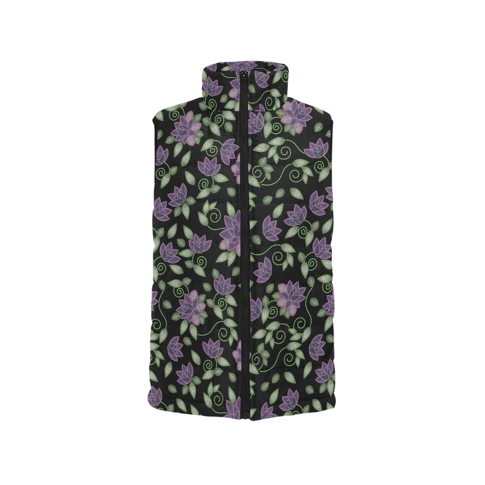 Purple Beaded Rose Men's Padded Vest Jacket (Model H44) Men's Padded Vest Jacket (H44) e-joyer