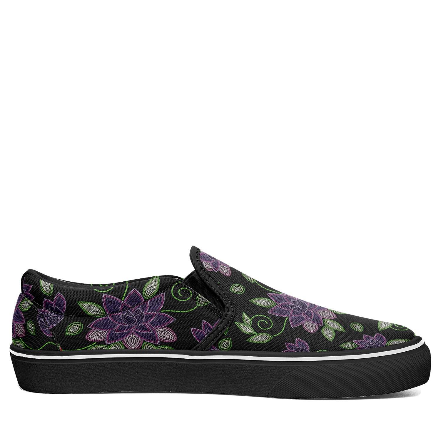 Purple Beaded Rose Otoyimm Kid's Canvas Slip On Shoes otoyimm Herman
