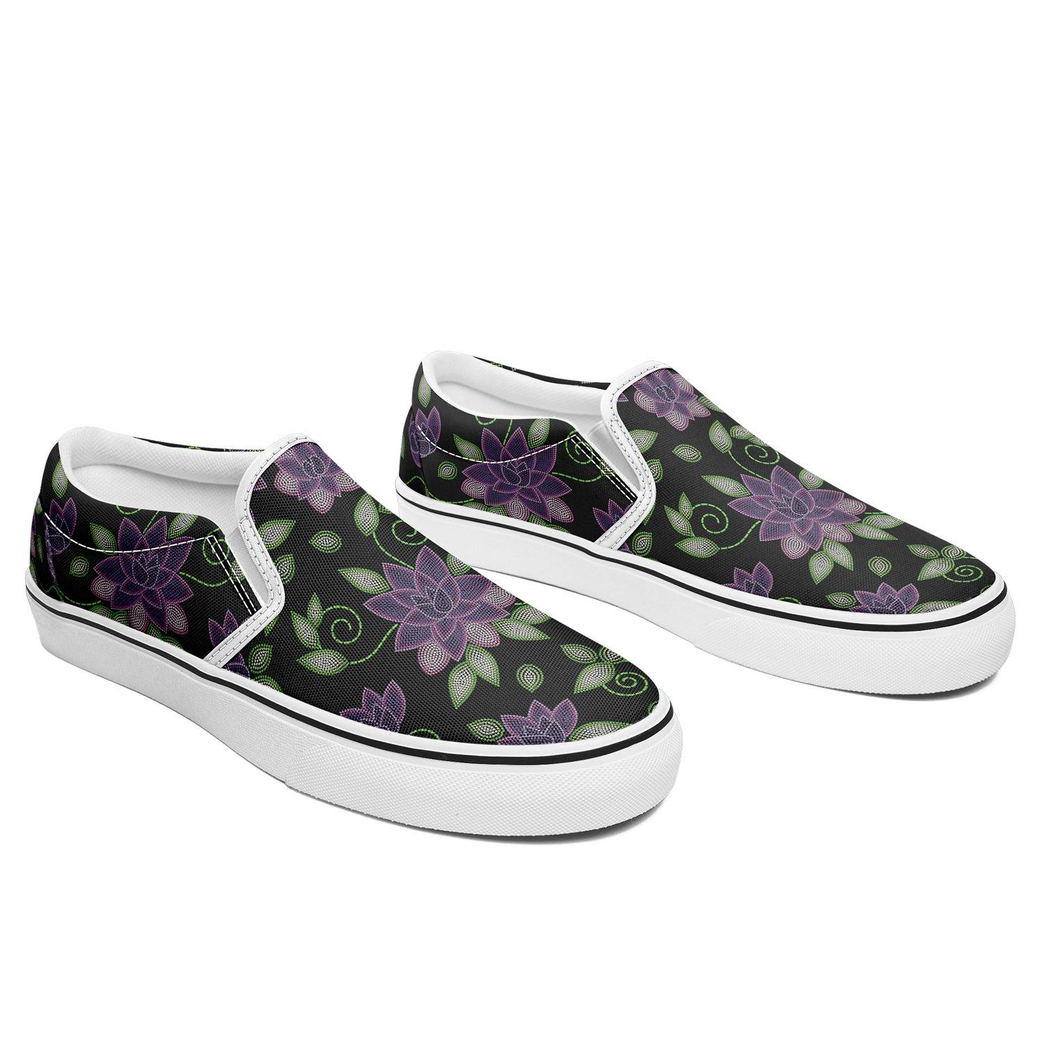 Purple Beaded Rose Otoyimm Kid's Canvas Slip On Shoes otoyimm Herman