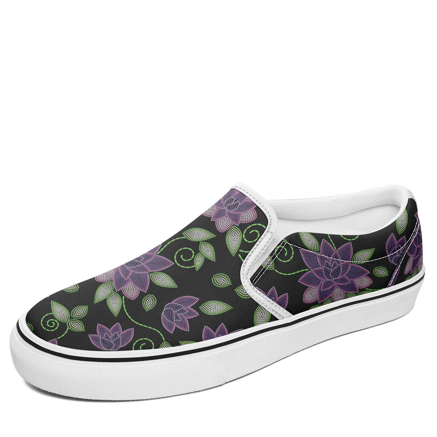 Purple Beaded Rose Otoyimm Kid's Canvas Slip On Shoes otoyimm Herman
