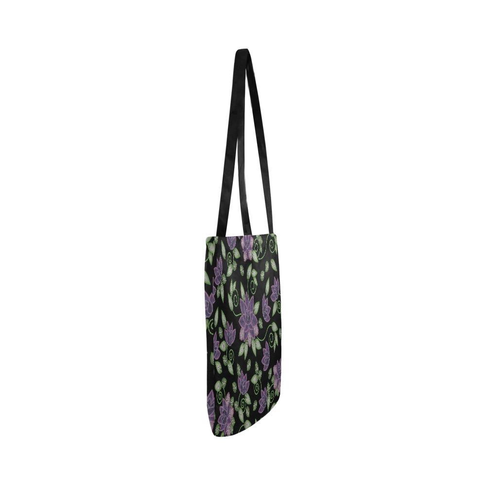 Purple Beaded Rose Reusable Shopping Bag Model 1660 (Two sides) Shopping Tote Bag (1660) e-joyer