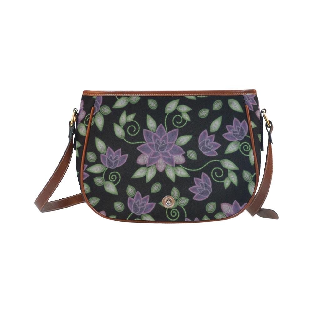 Purple Beaded Rose Saddle Bag/Small (Model 1649) Full Customization bag e-joyer