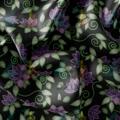 Purple Beaded Rose Satin Fabric NBPrintex