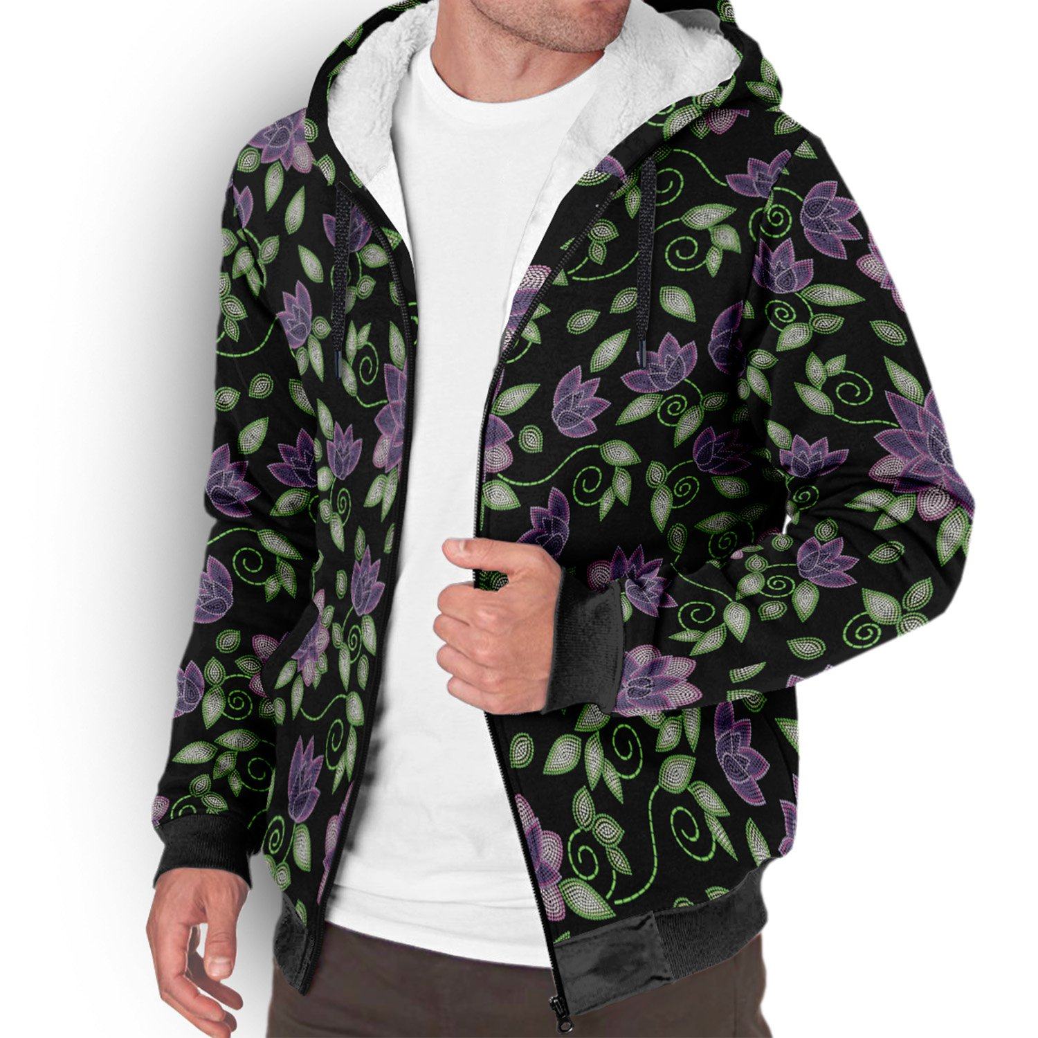 Purple Beaded Rose Sherpa Hoodie hoodie Herman