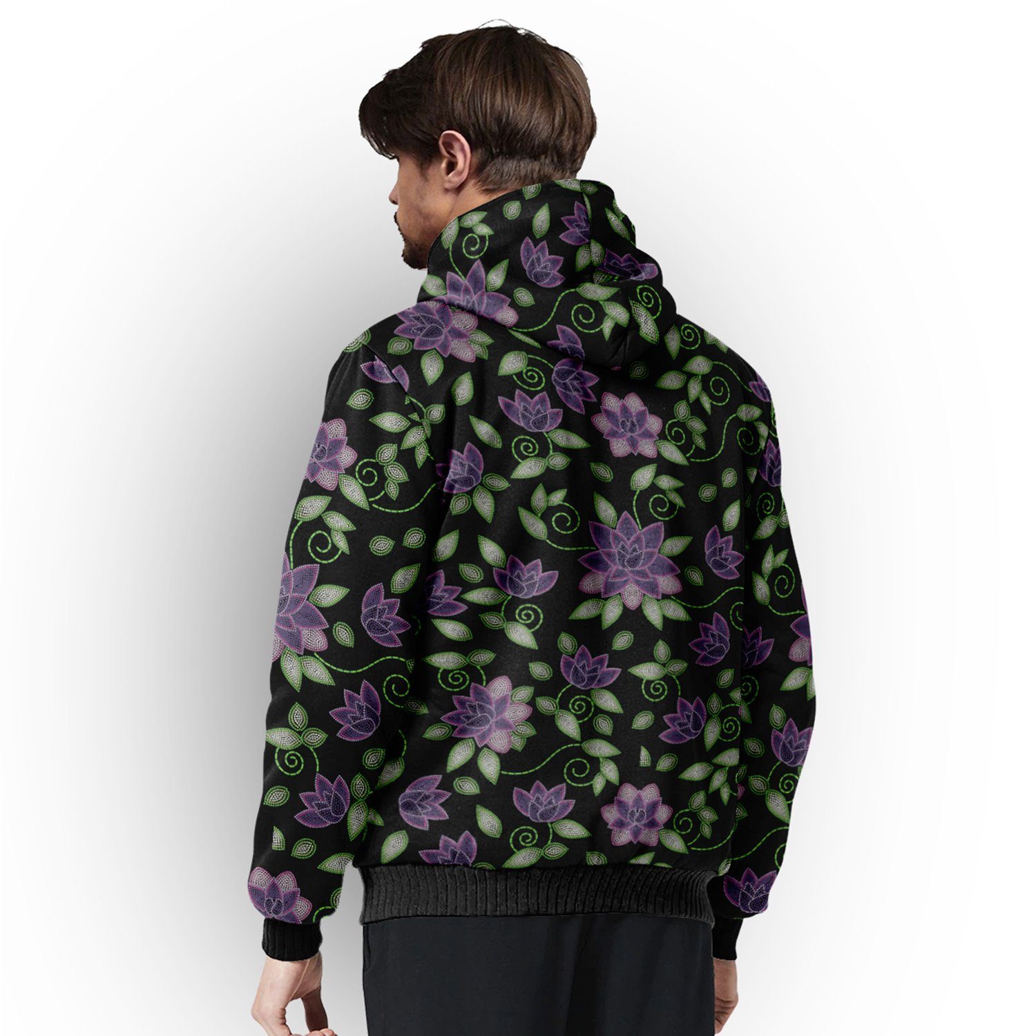 Purple Beaded Rose Sherpa Hoodie hoodie Herman