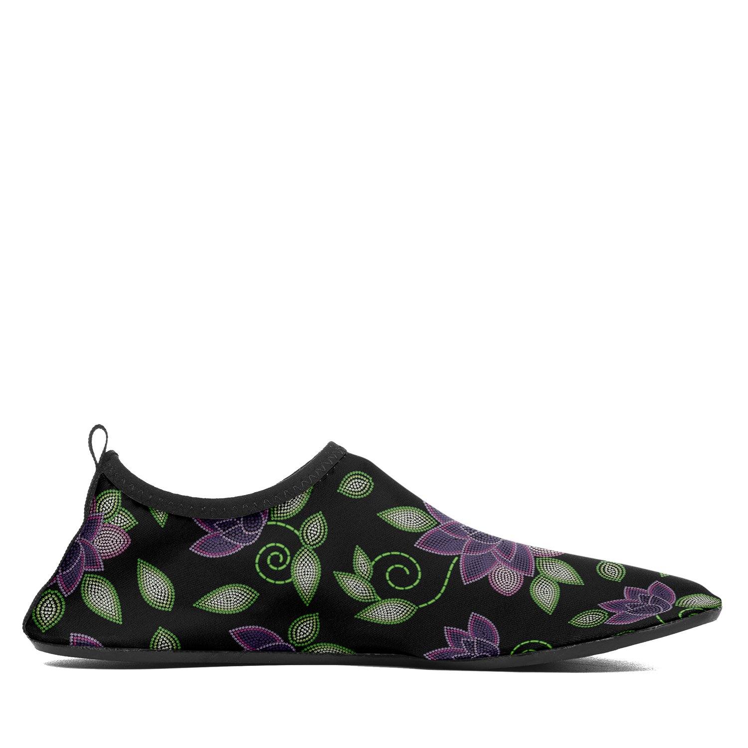 Purple Beaded Rose Sockamoccs Kid's Slip On Shoes Herman