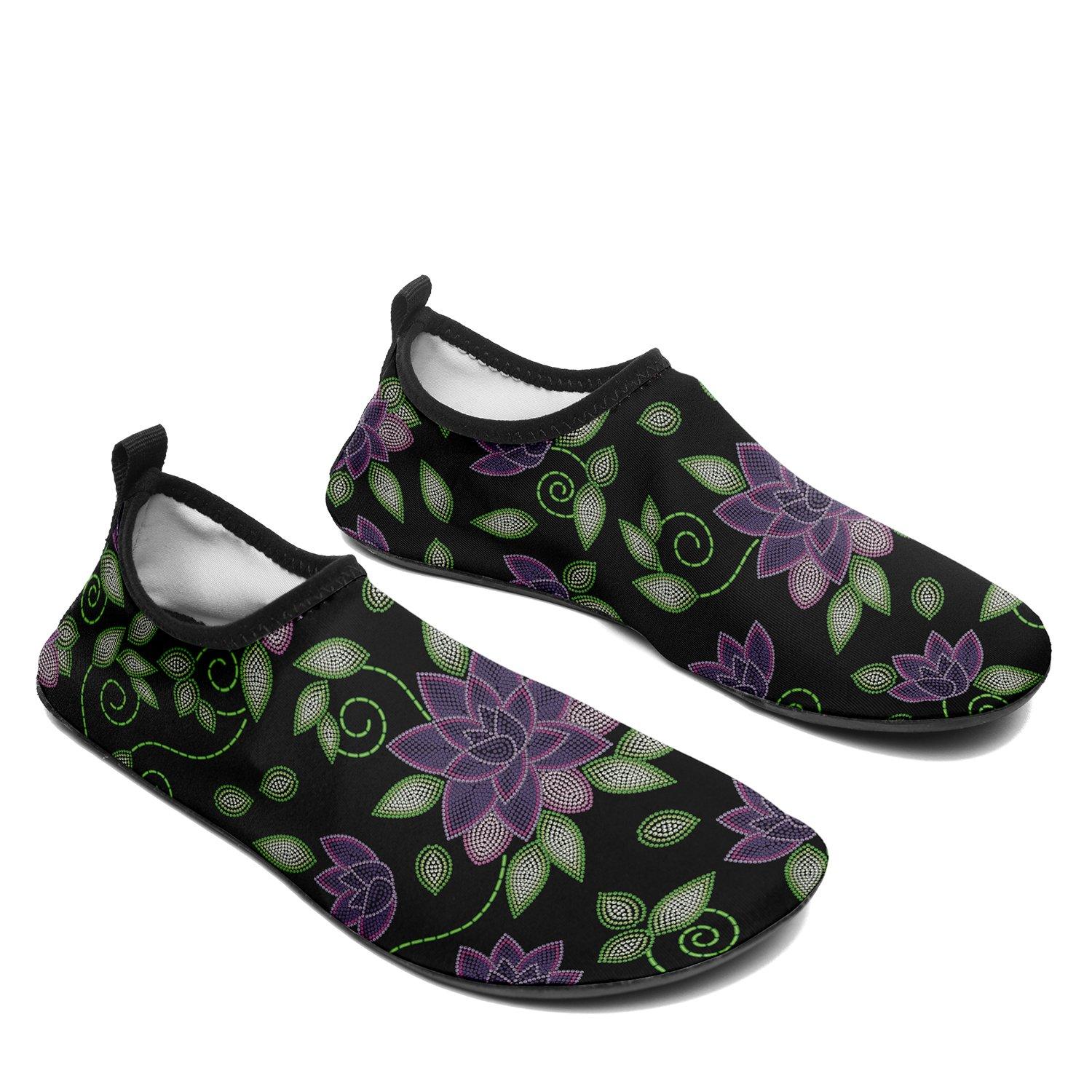Purple Beaded Rose Sockamoccs Slip On Shoes Herman