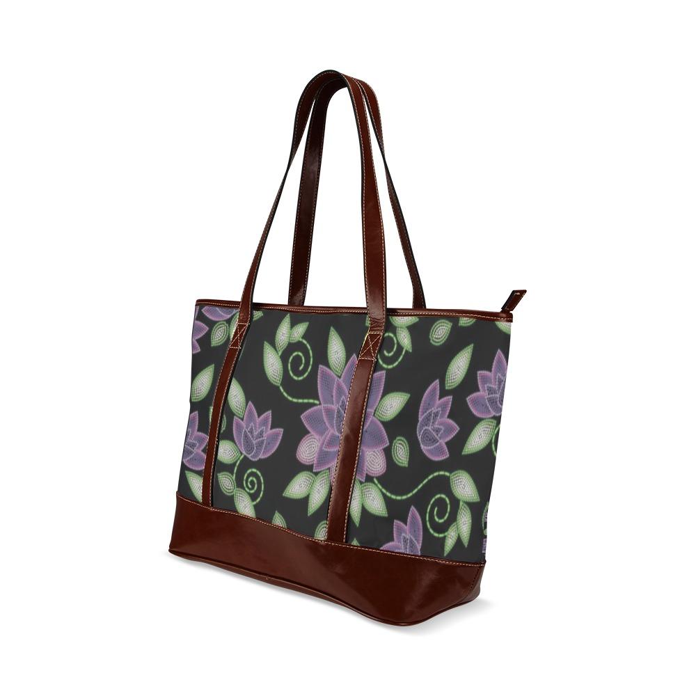 Purple Beaded Rose Tote Handbag (Model 1642) handbag e-joyer