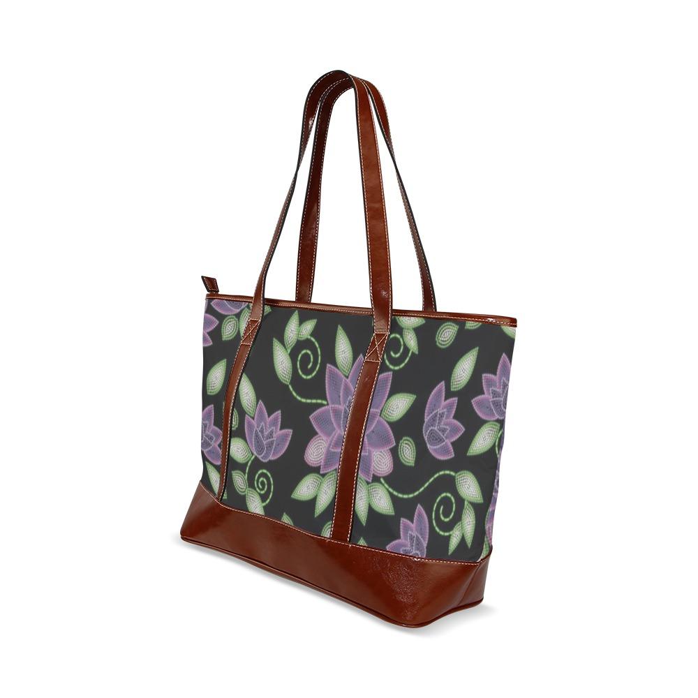 Purple Beaded Rose Tote Handbag (Model 1642) handbag e-joyer