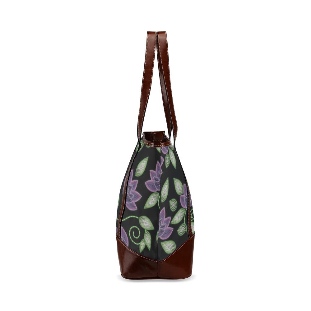 Purple Beaded Rose Tote Handbag (Model 1642) handbag e-joyer