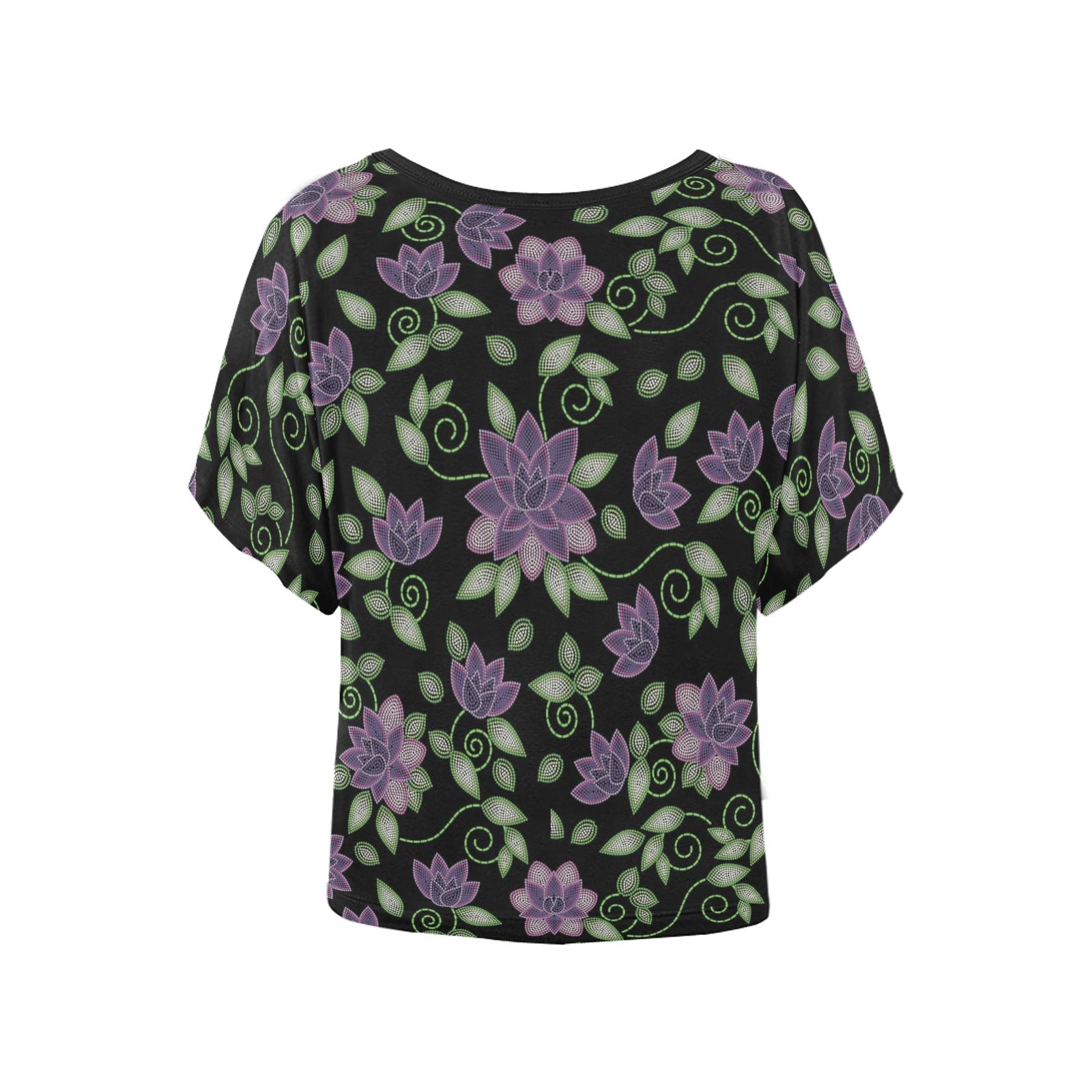 Purple Beaded Rose Women's Batwing-Sleeved Blouse T shirt (Model T44) Women's Batwing-Sleeved Blouse T shirt (T44) e-joyer