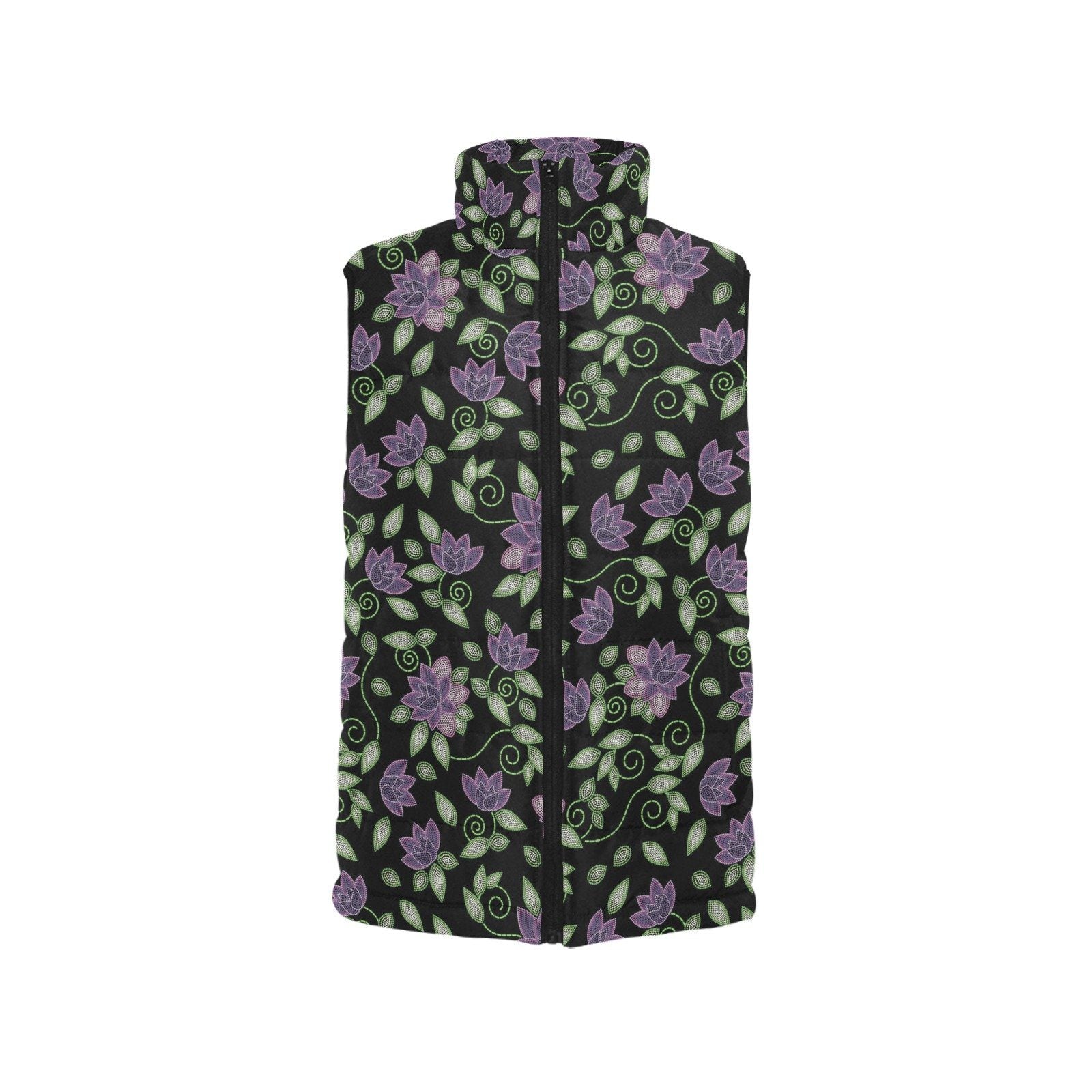 Purple Beaded Rose Women's Padded Vest Jacket (Model H44) Women's Padded Vest Jacket (H44) e-joyer