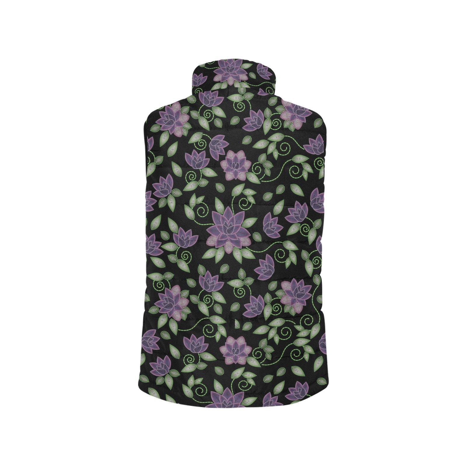 Purple Beaded Rose Women's Padded Vest Jacket (Model H44) Women's Padded Vest Jacket (H44) e-joyer