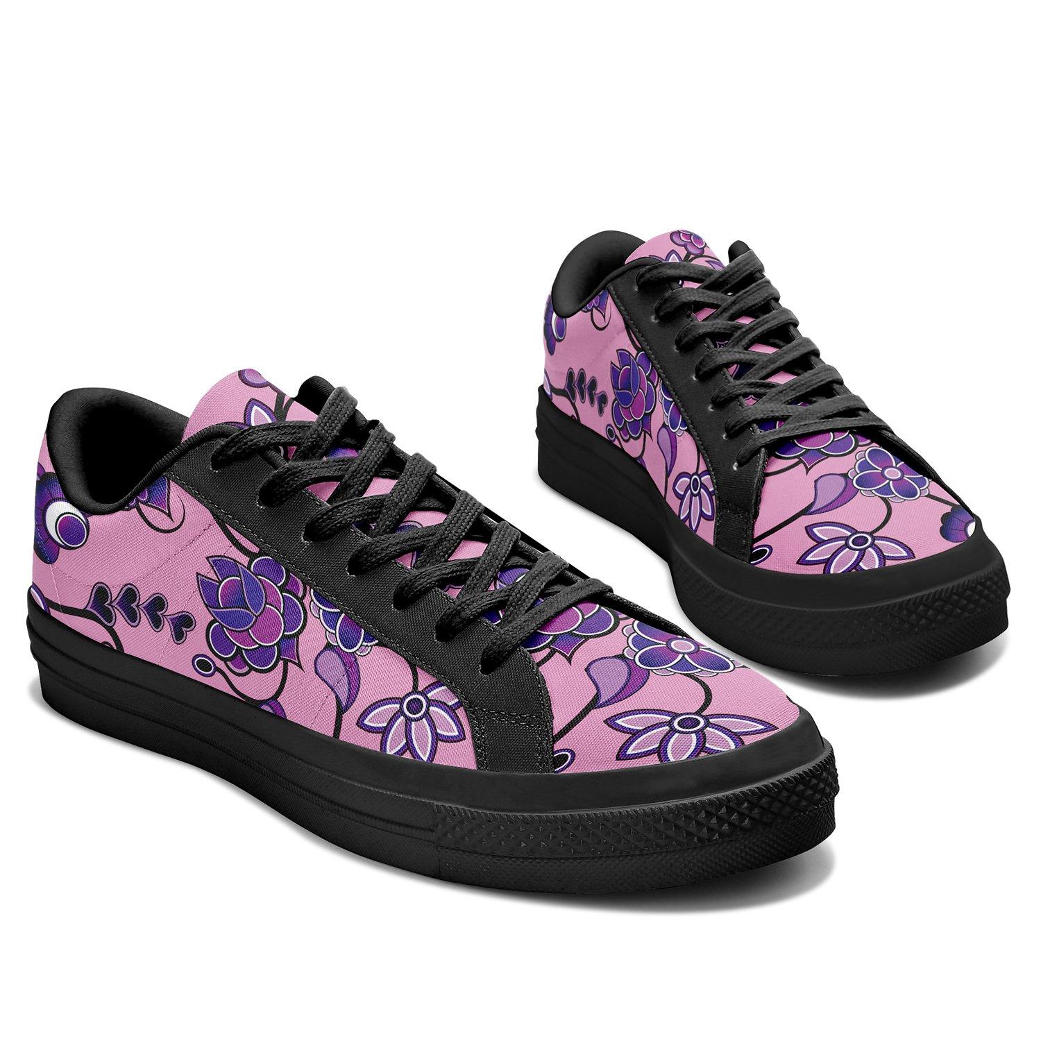 Purple Floral Amour Aapisi Low Top Canvas Shoes Black Sole aapisi Herman
