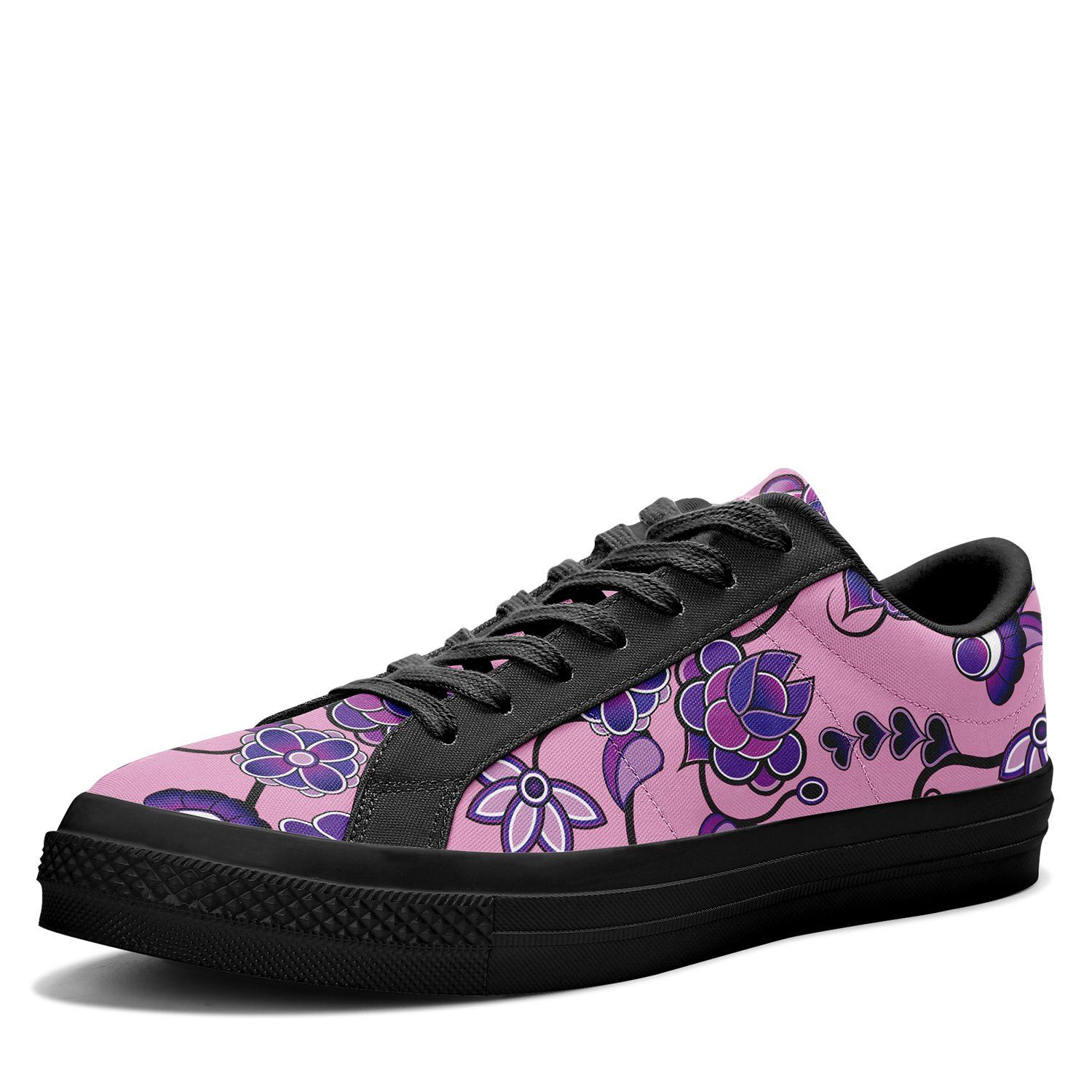 Purple Floral Amour Aapisi Low Top Canvas Shoes Black Sole aapisi Herman